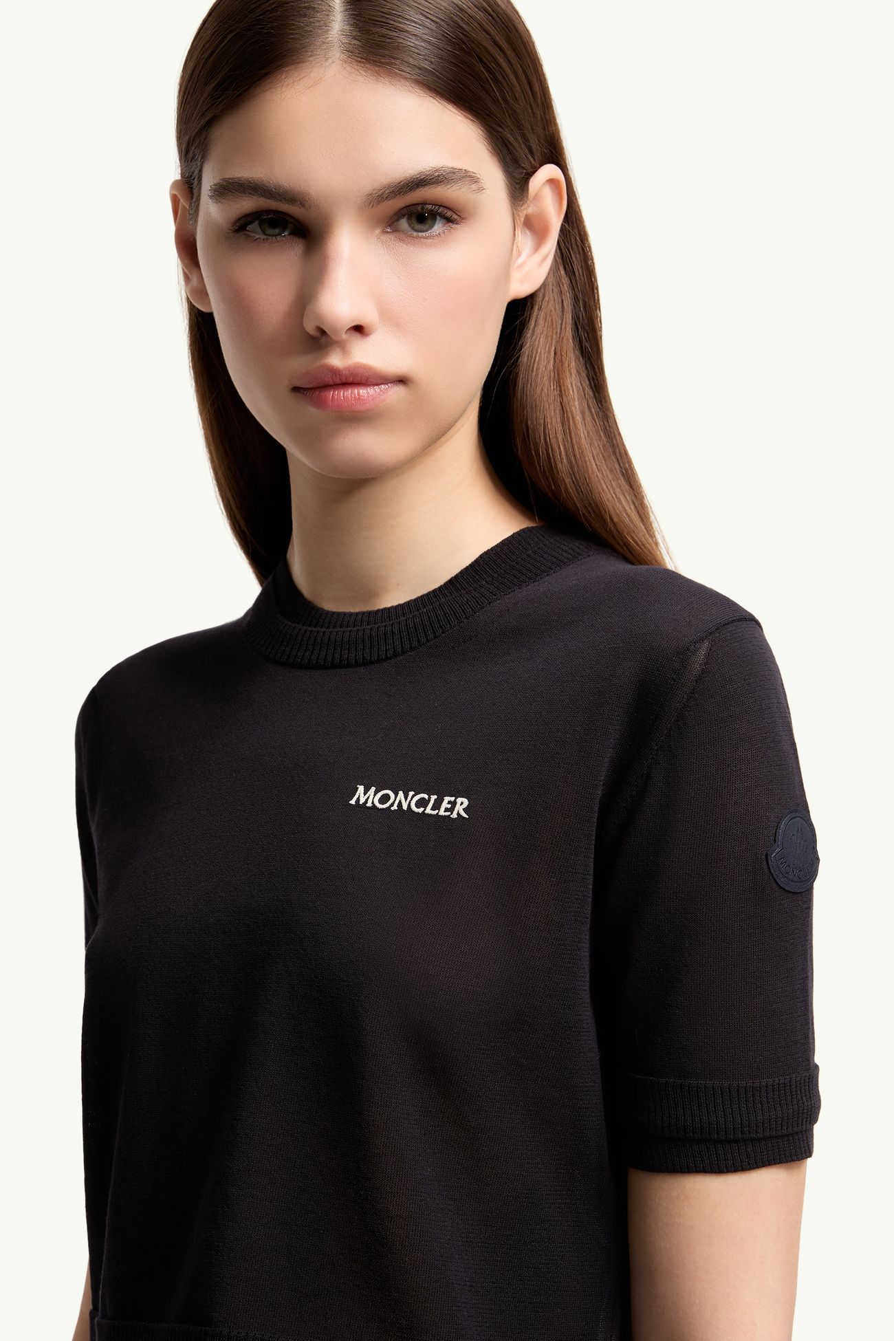Camiseta de algodón con ribete doble Mujer Azul oscuro Moncler 5