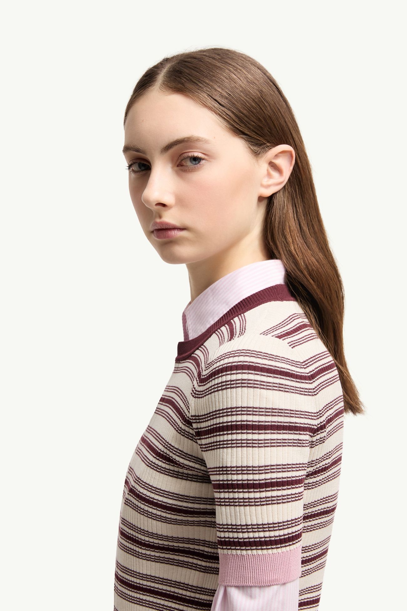 Gestreiftes T-Shirt aus Baumwolle Damen Weiss & Braun Moncler 1