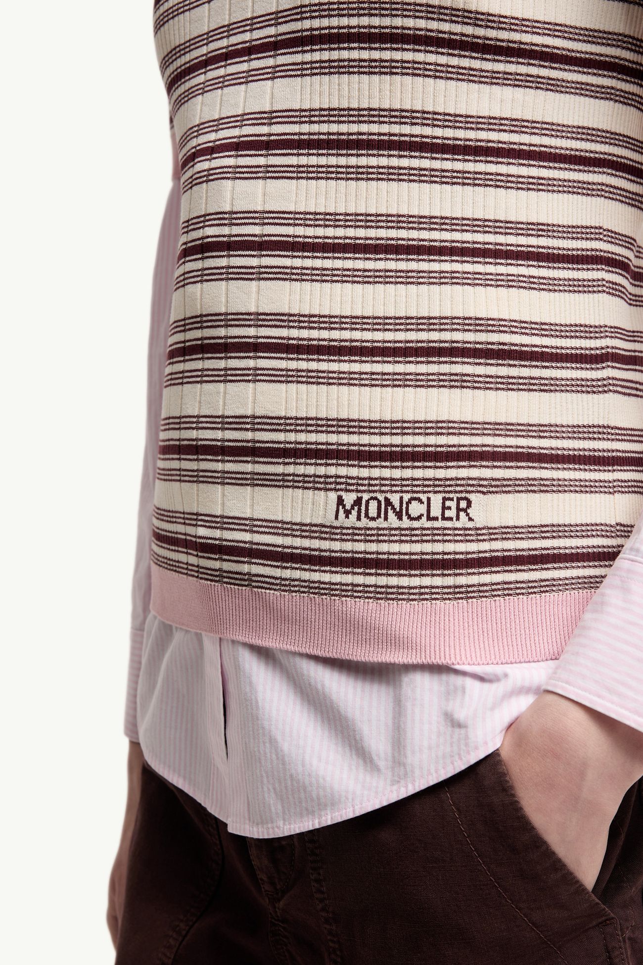 女士条纹棉质T恤 女士 白色 & 棕色 Moncler 5