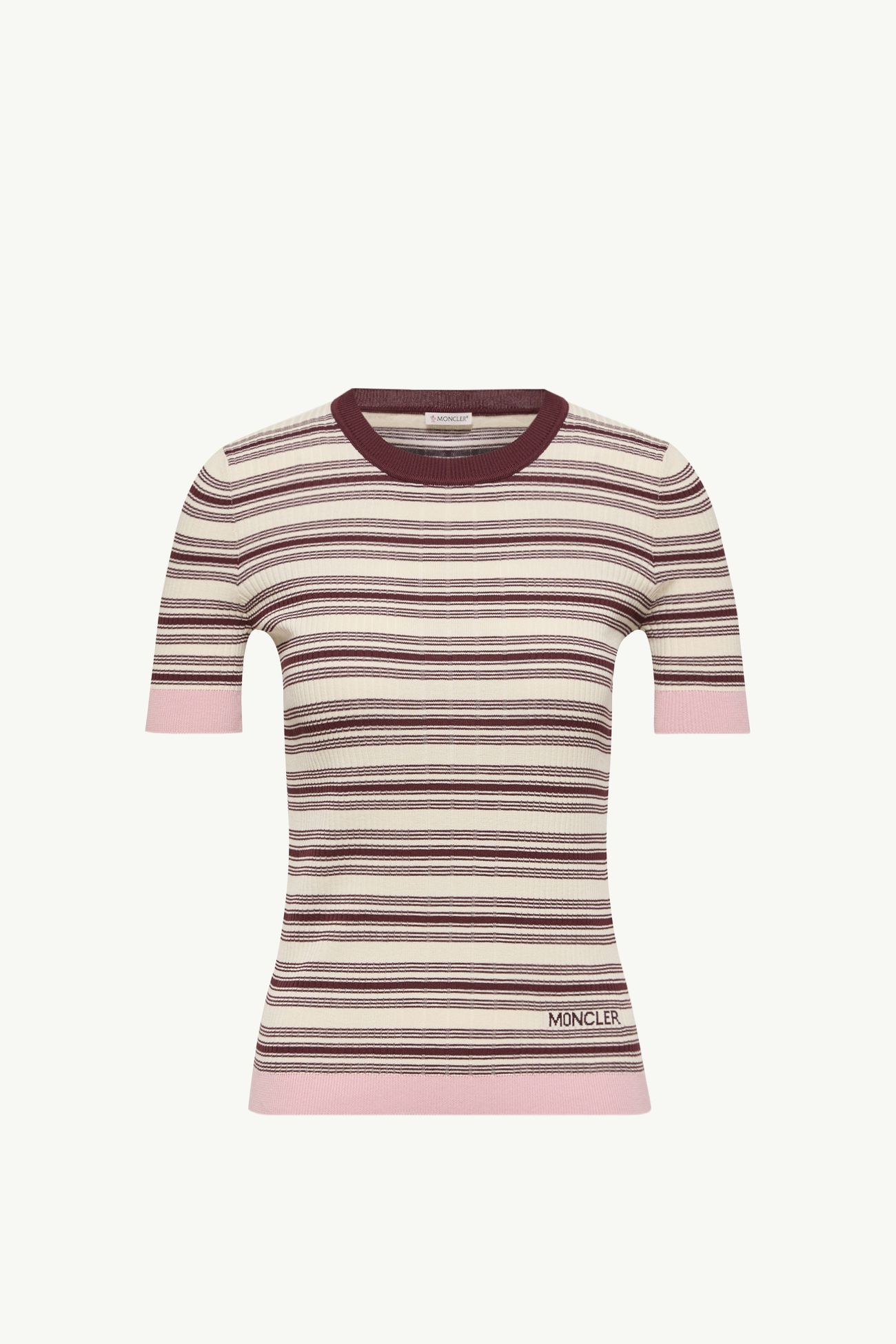 Gestreiftes Poloshirt aus Baumwolle mit kurzen Ärmeln Damen Weiss & Braun Moncler 2