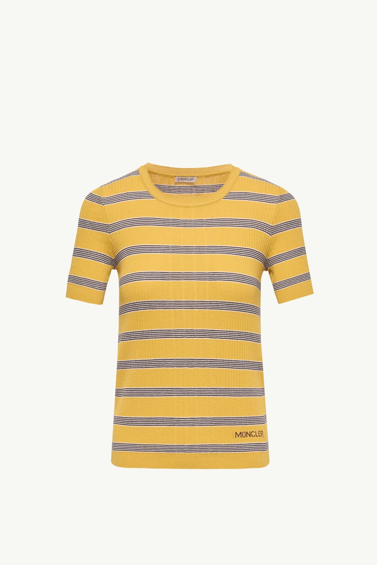 Camiseta de algodón de rayas Mujer Blanco Roto & Amarillo Moncler 2