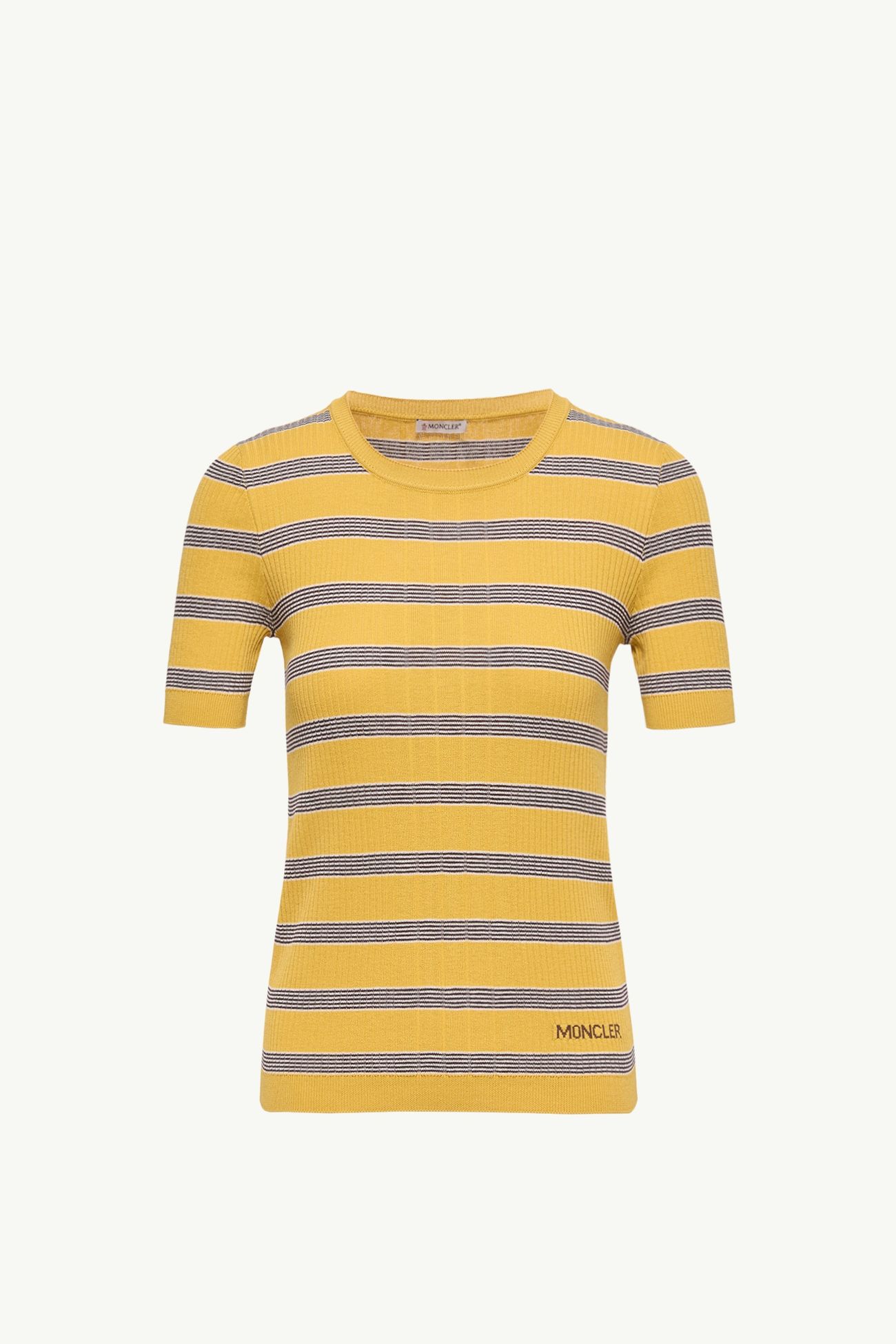 條紋棉質短袖Polo恤 女士 灰白色和黃色 Moncler 2