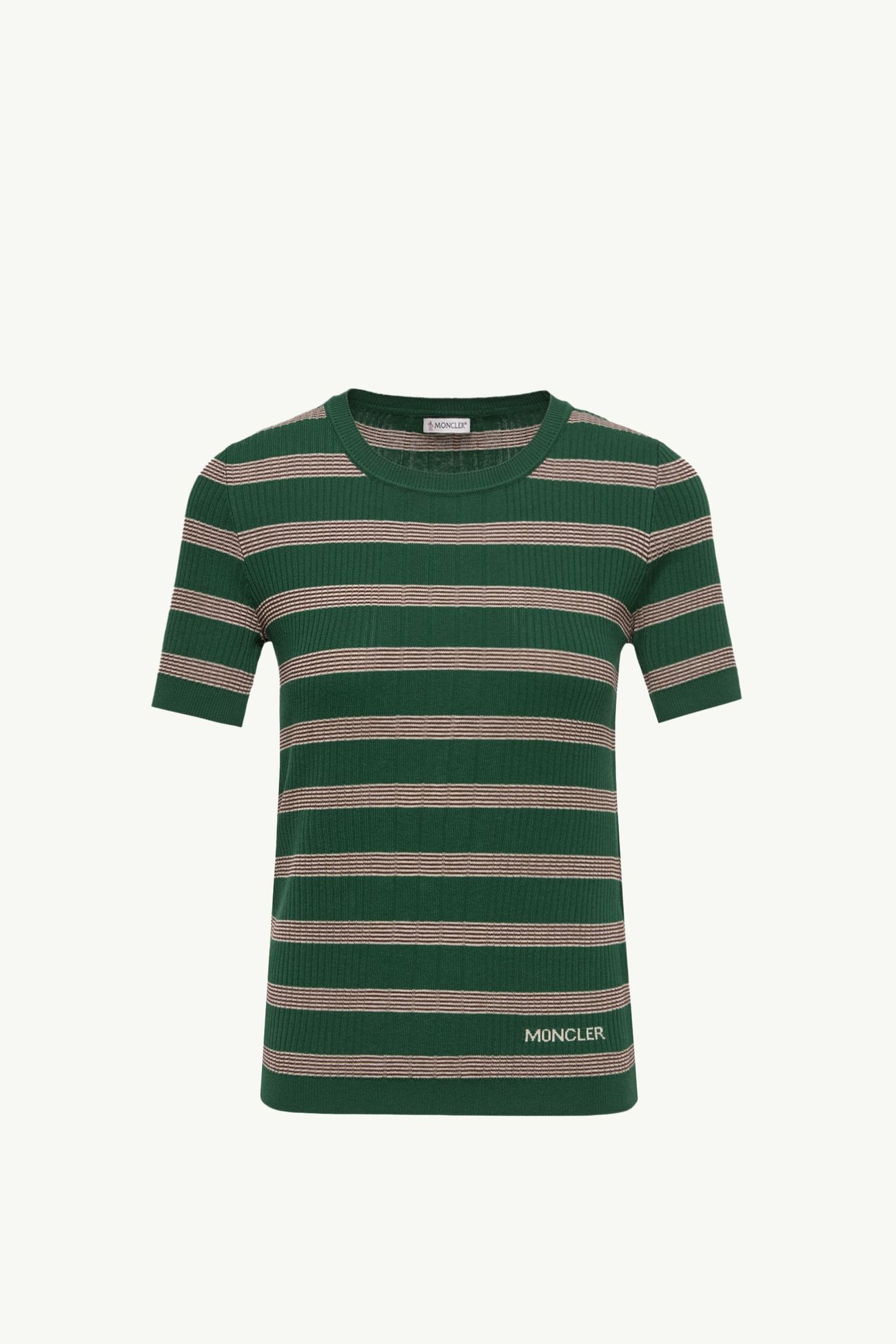 Camiseta de algodón de rayas Mujer Blanco Roto & Verde Moncler 2