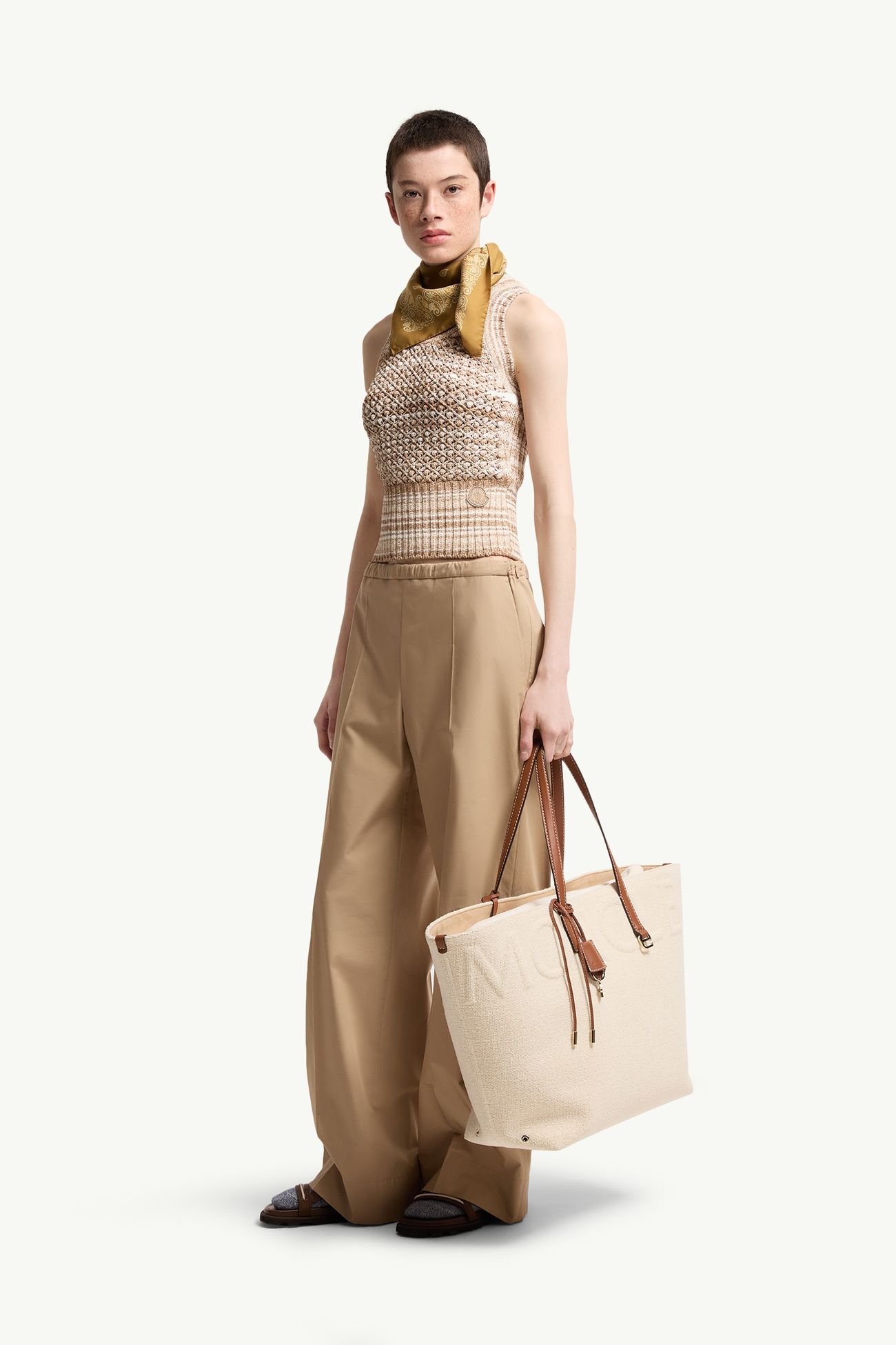 Camiseta de tirantes con rayas Mujer Beige Claro Moncler 0