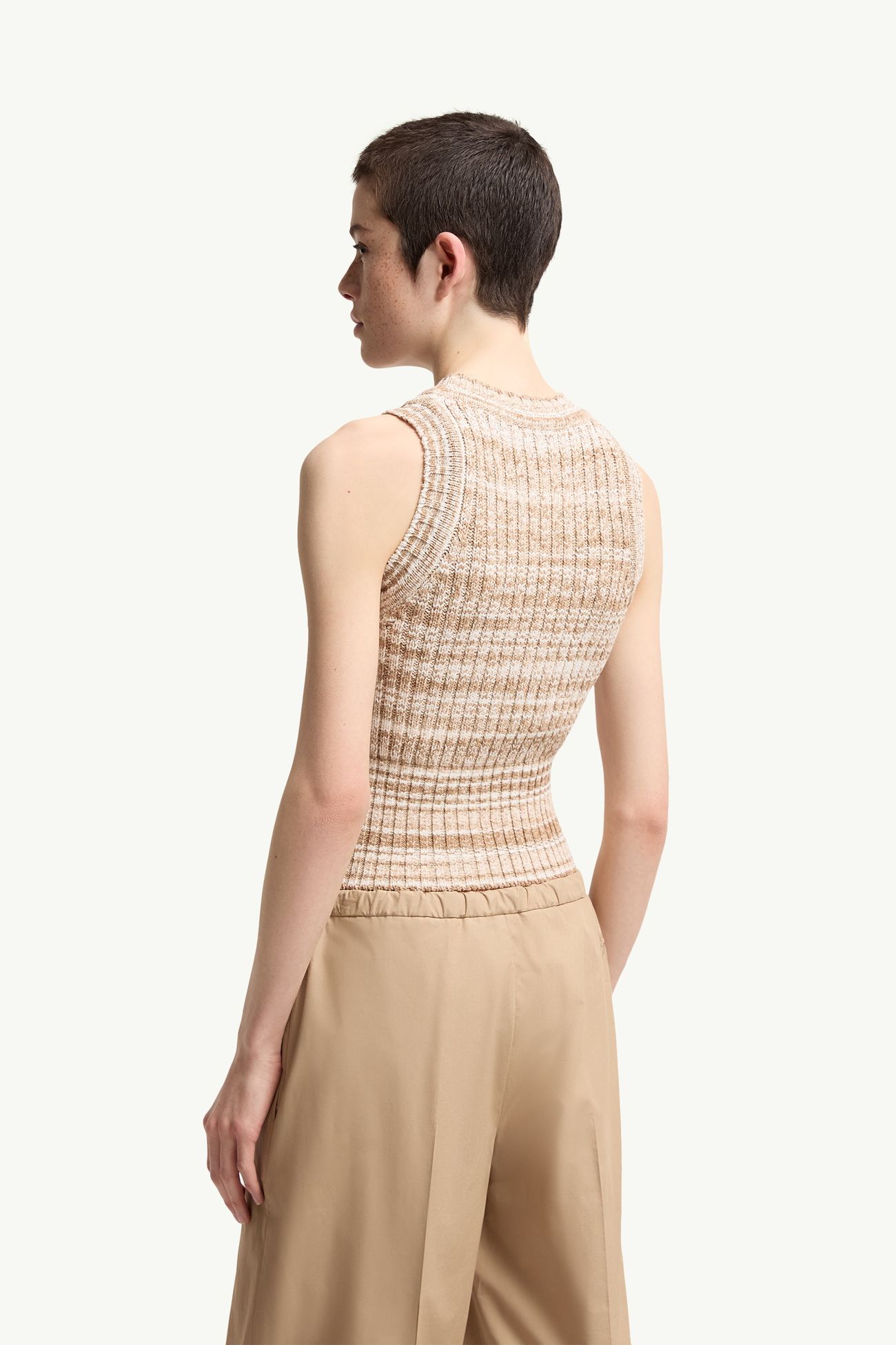 Striped Tank Top Women Light Beige Moncler 4