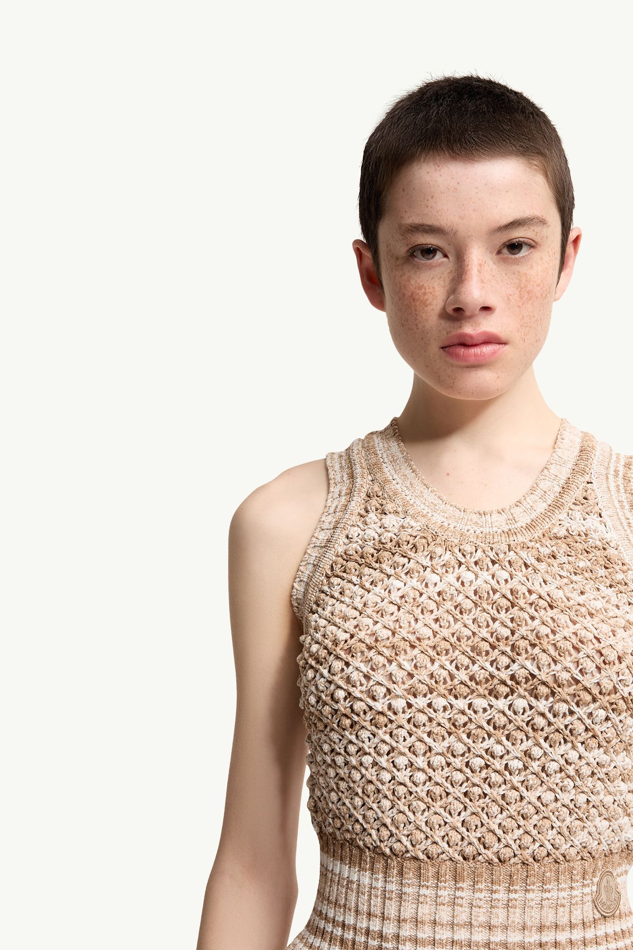 Canottiera sportiva a righe Donna Beige Chiaro Moncler 5