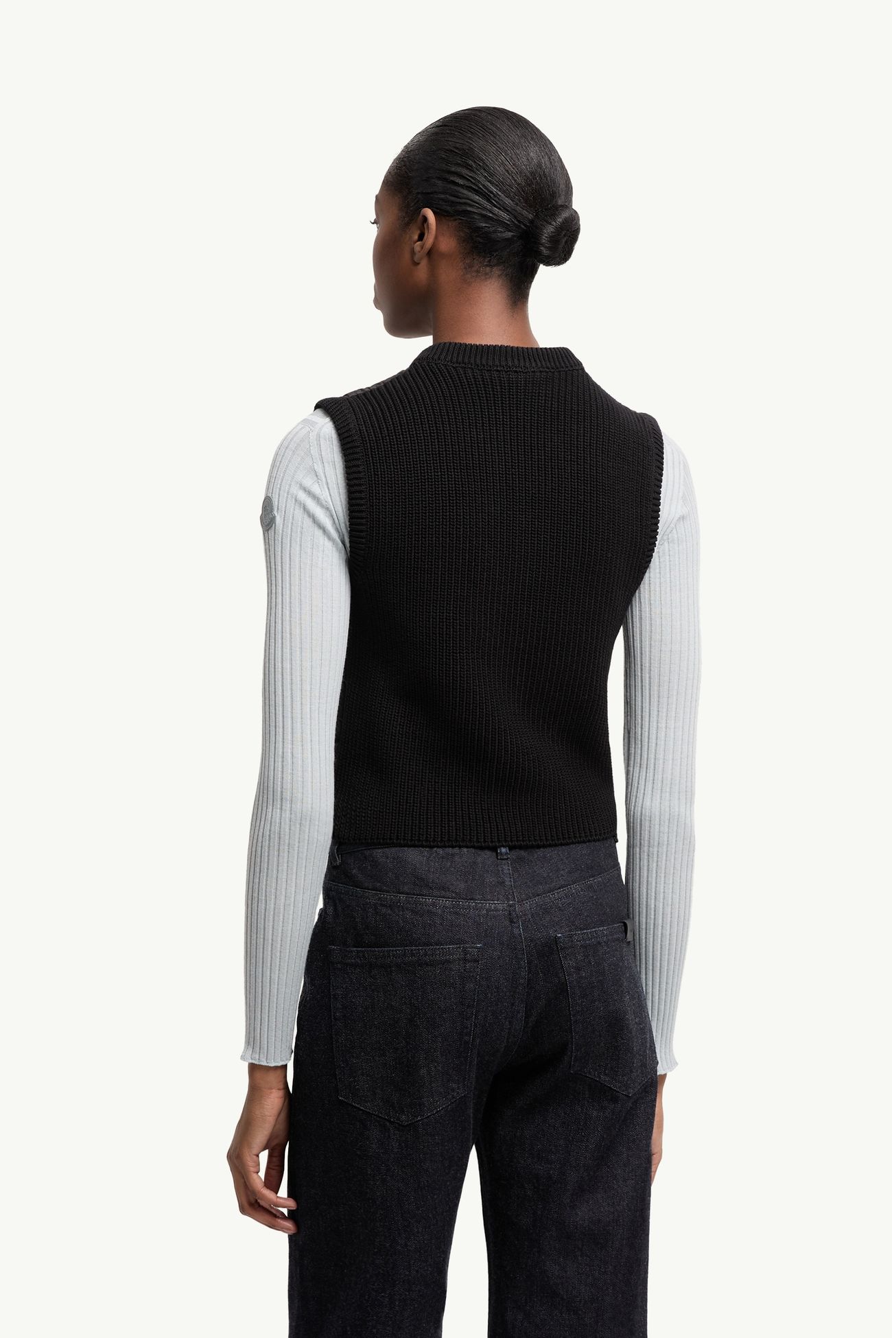 Square-Quilted Cotton Down Gilet Women Black Moncler 4