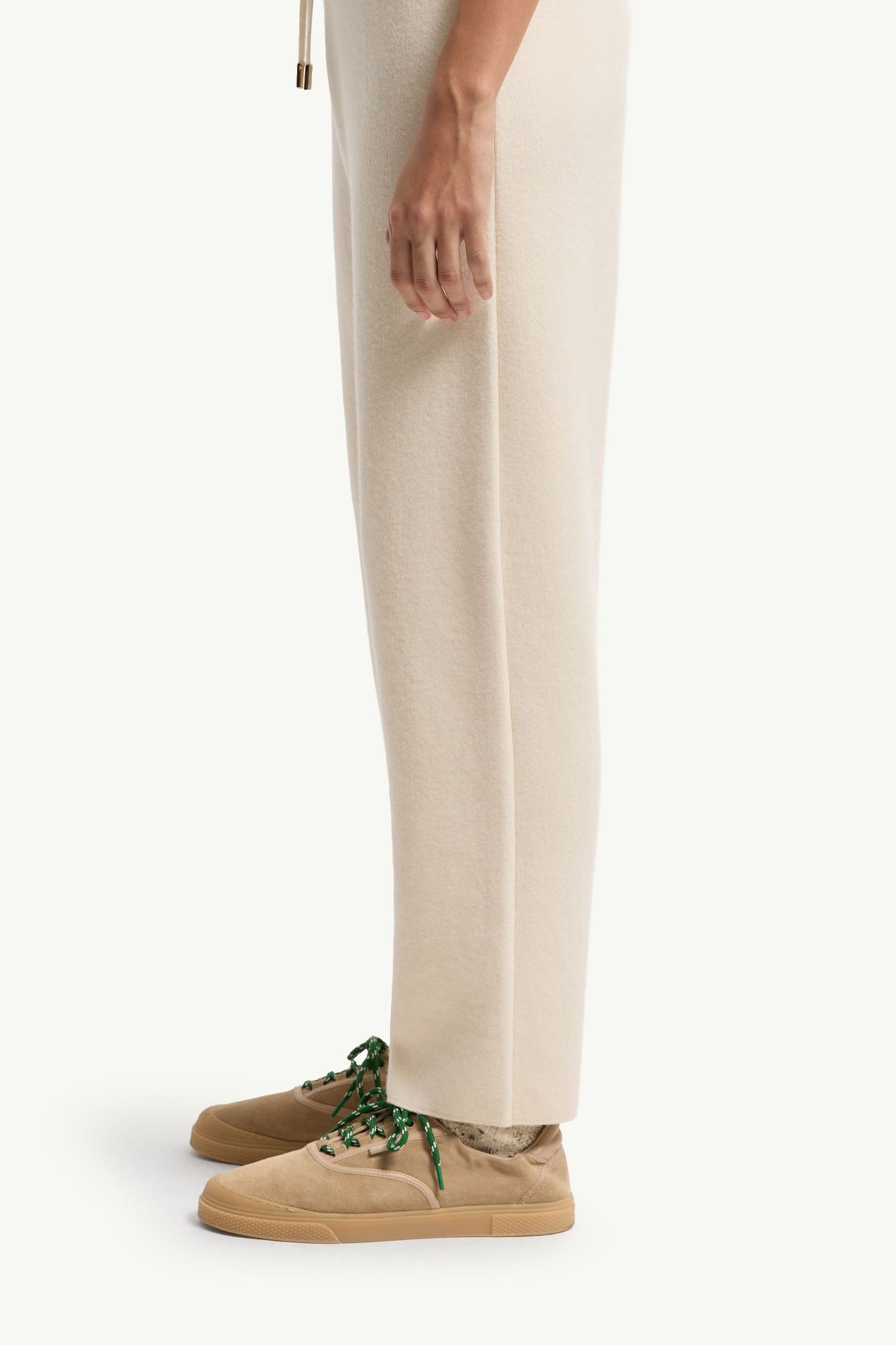 Wool & Cashmere Blend Cropped Jogging Pants Women White Moncler 1