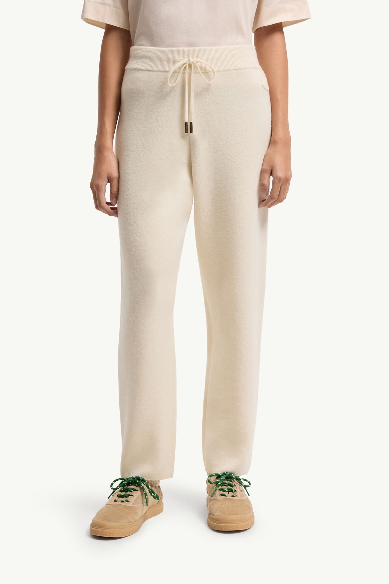 Wool & Cashmere Blend Cropped Jogging Pants Women White Moncler 3
