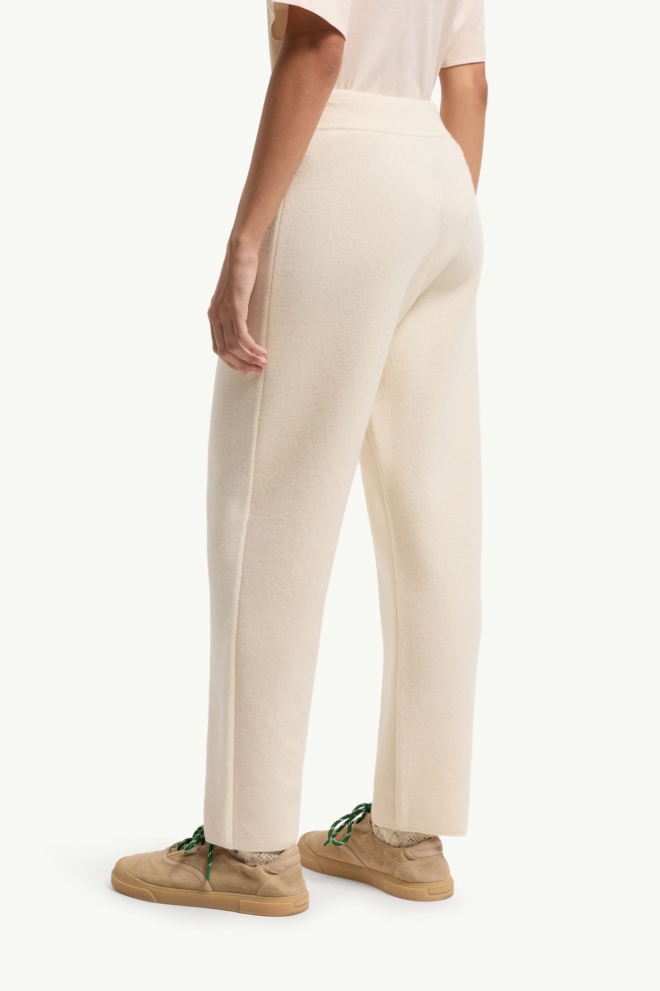 Wool & Cashmere Blend Cropped Jogging Pants Women White Moncler 4