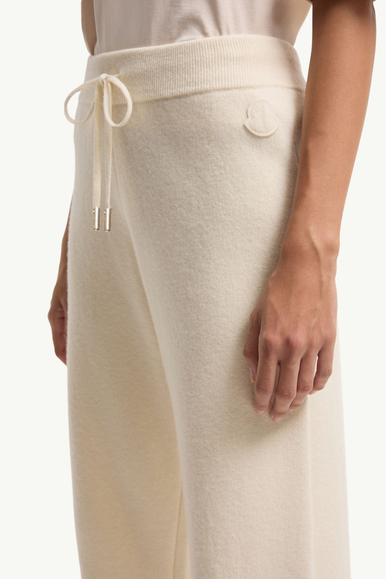 Wool & Cashmere Blend Cropped Jogging Pants Women White Moncler 5