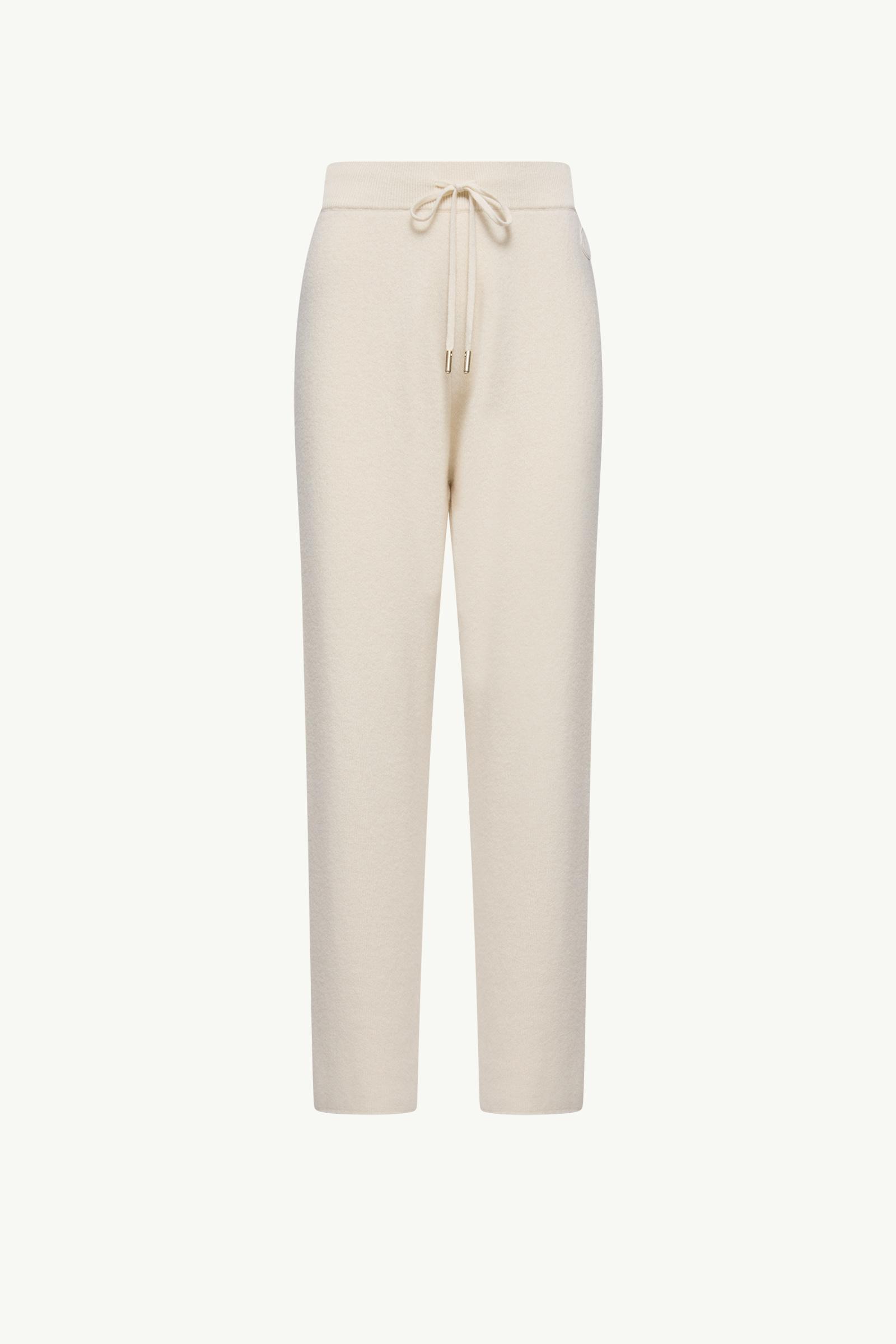 Wool & Cashmere Blend Cropped Jogging Pants Women White Moncler