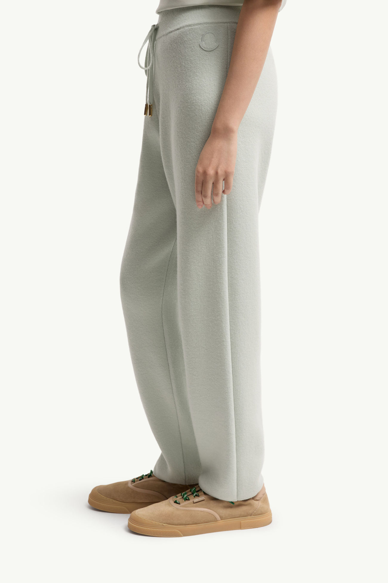 Wool & Cashmere Blend Cropped Jogging Pants Women Light Green Moncler 1