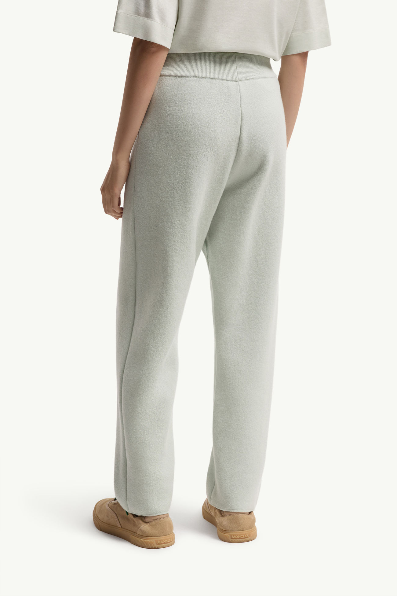 Wool & Cashmere Blend Cropped Jogging Pants Women Light Green Moncler 4