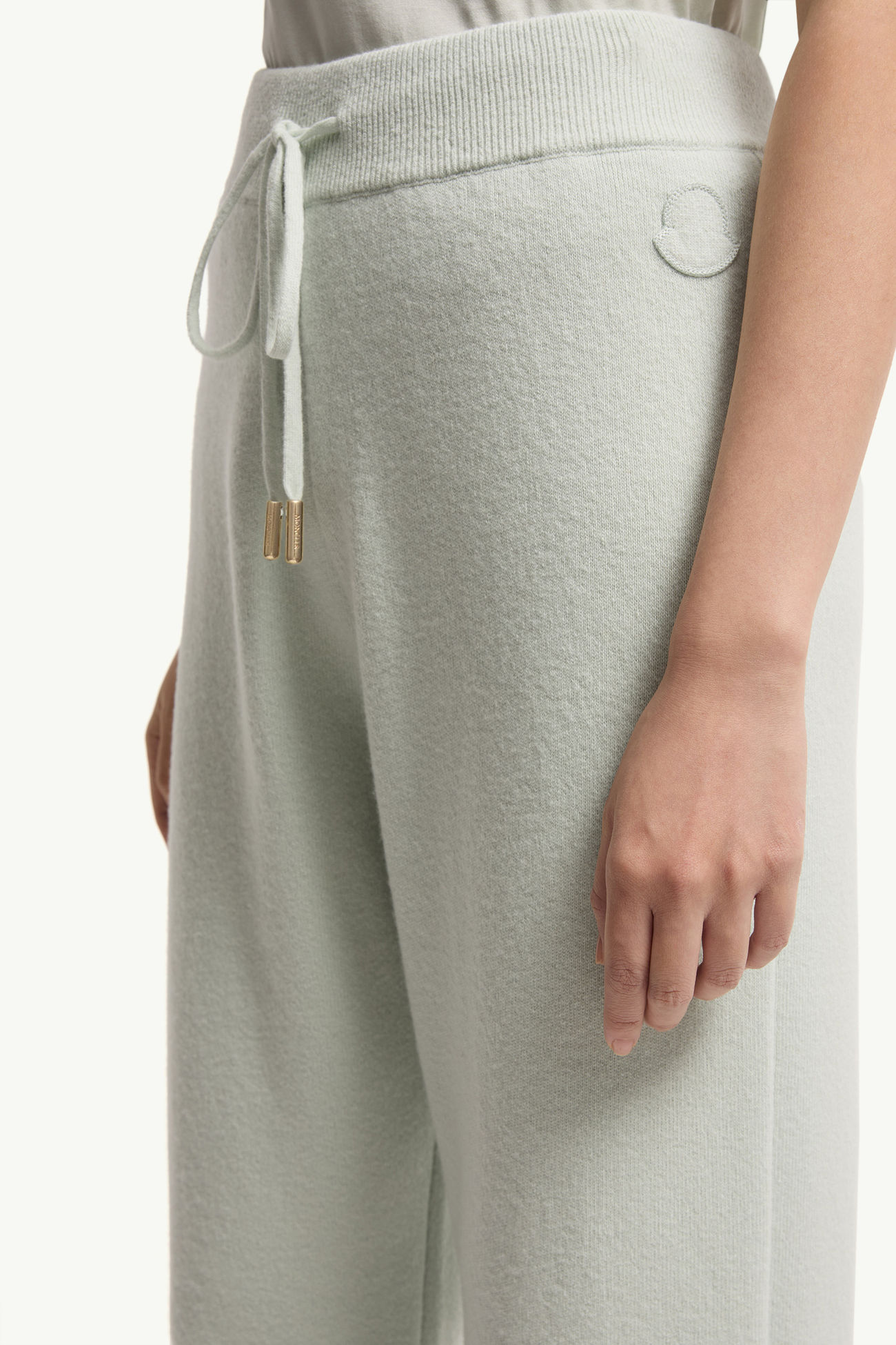 Wool & Cashmere Blend Cropped Jogging Pants Women Light Green Moncler 5