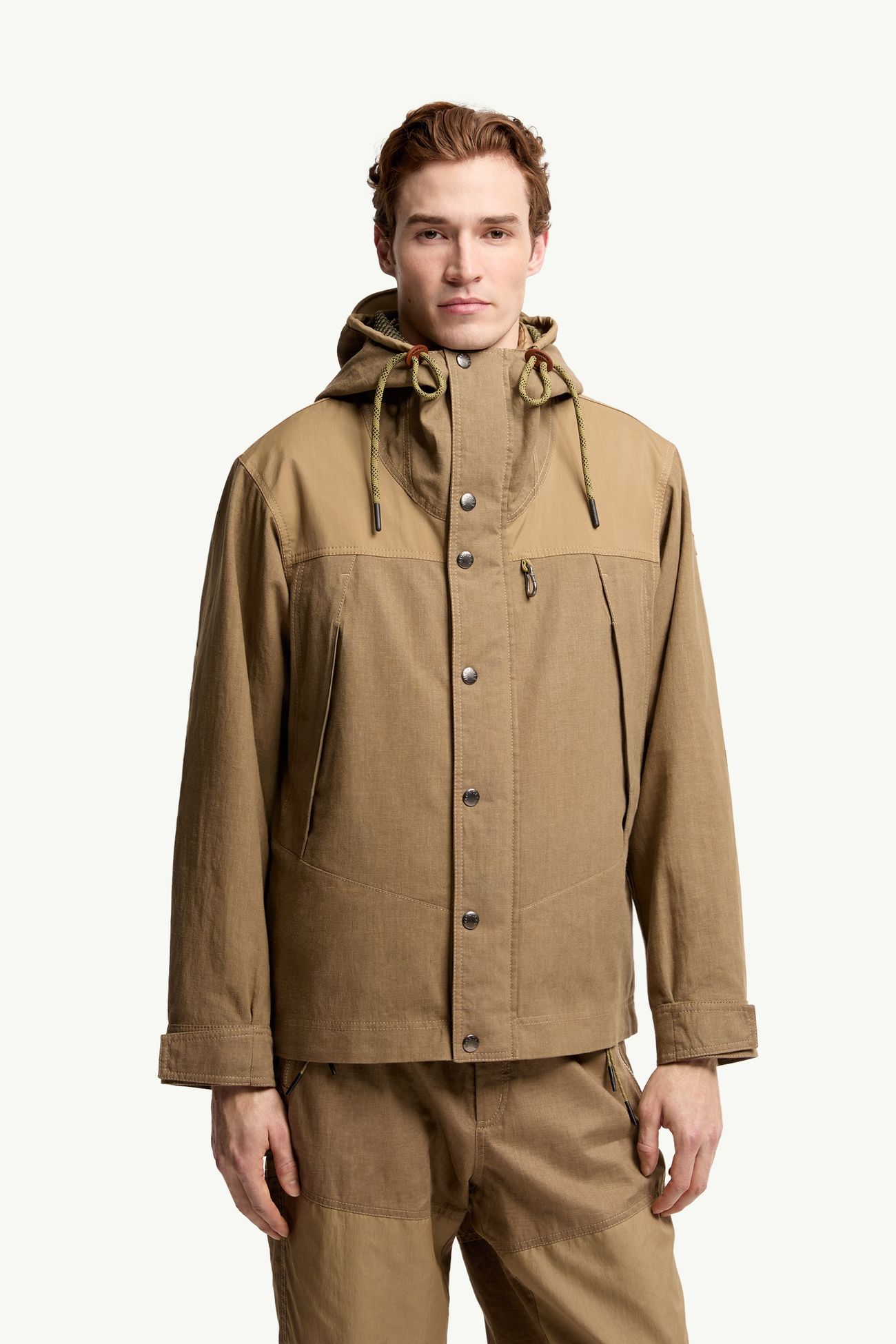 Givors Linen Hooded Jacket Men Light Brown Moncler 3