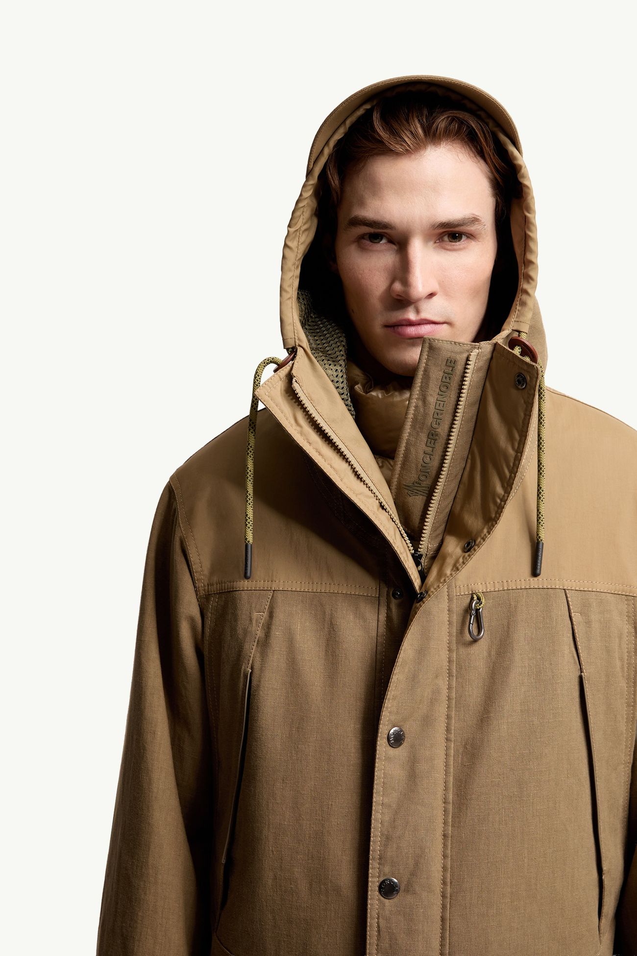 Givors 리넨 후드 재킷 남성 라이트 브라운 Moncler 6