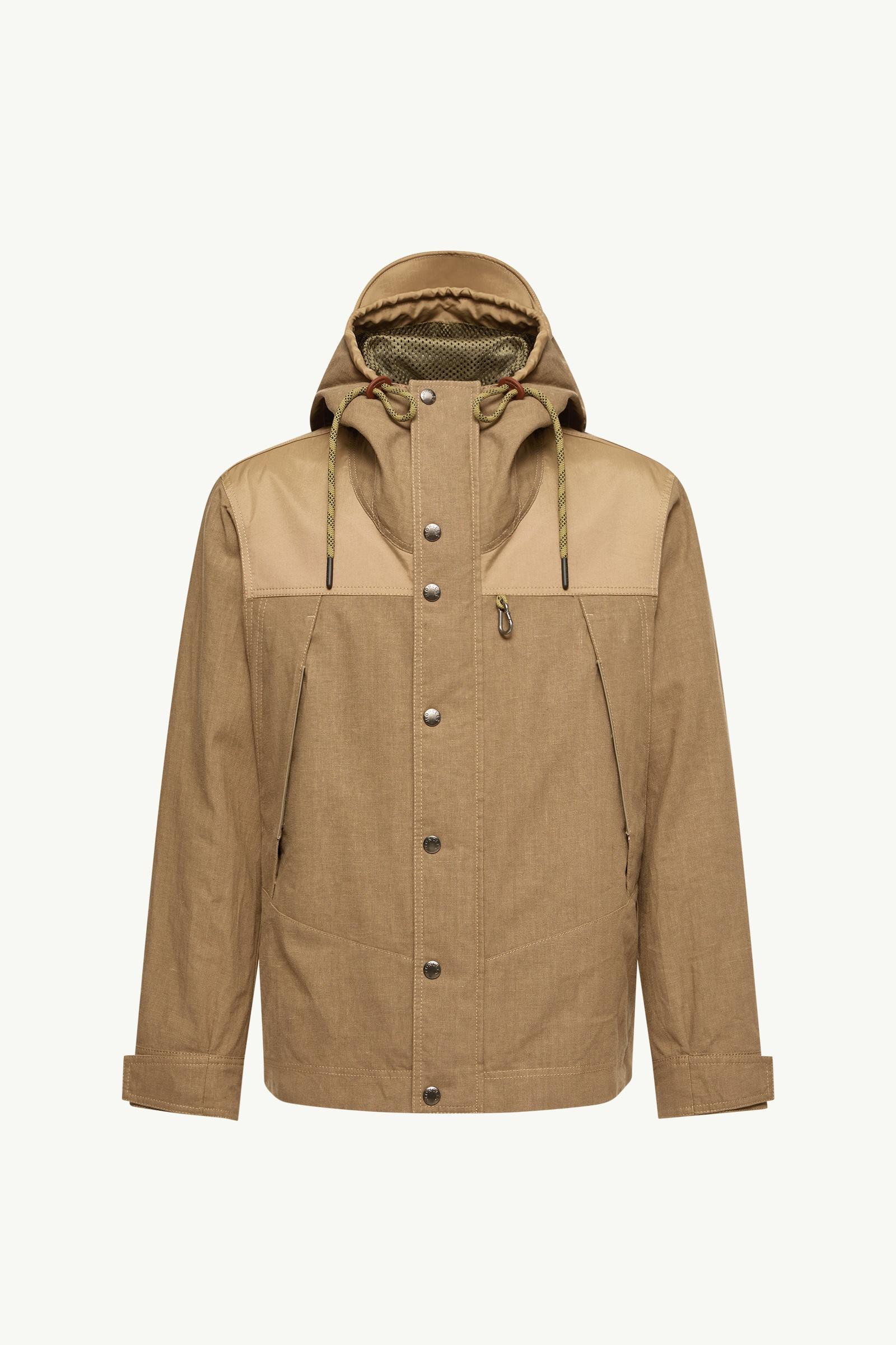 Light Brown Givors Linen Hooded Jacket - Windbreakers & Raincoats