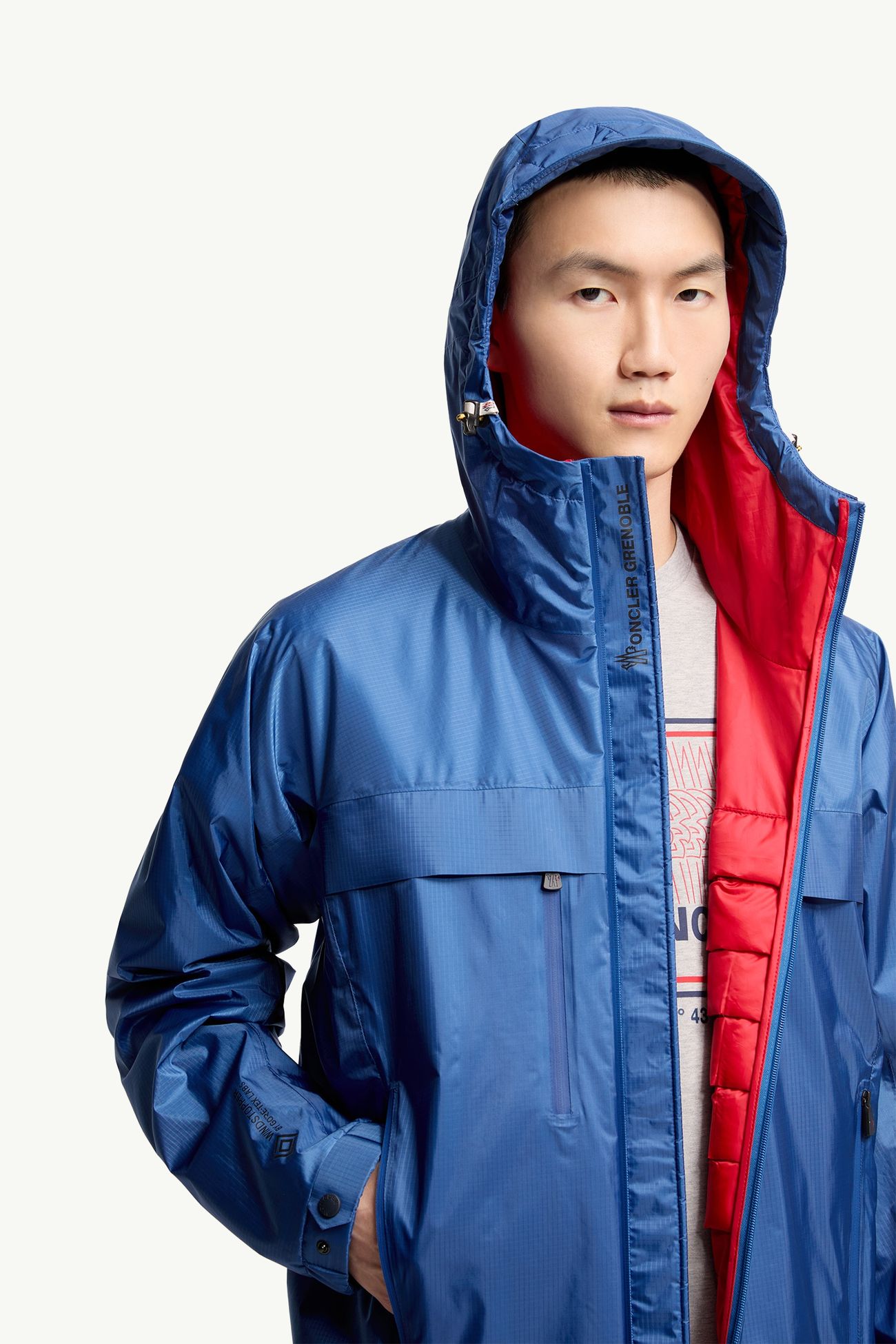 Thurn Windstopper® Hooded Short Down Jacket Men Royal Blue Moncler 5