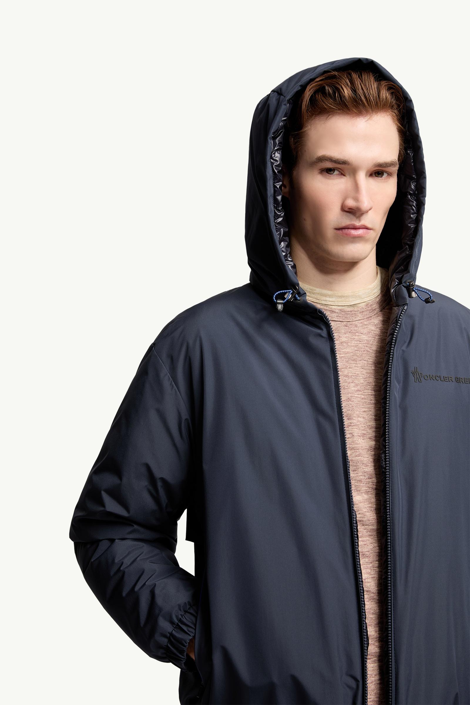 MONCLER フード付きネイビージャケット Navy Blue Montgenevre Hooded Wool Flannel Short Down Jacket