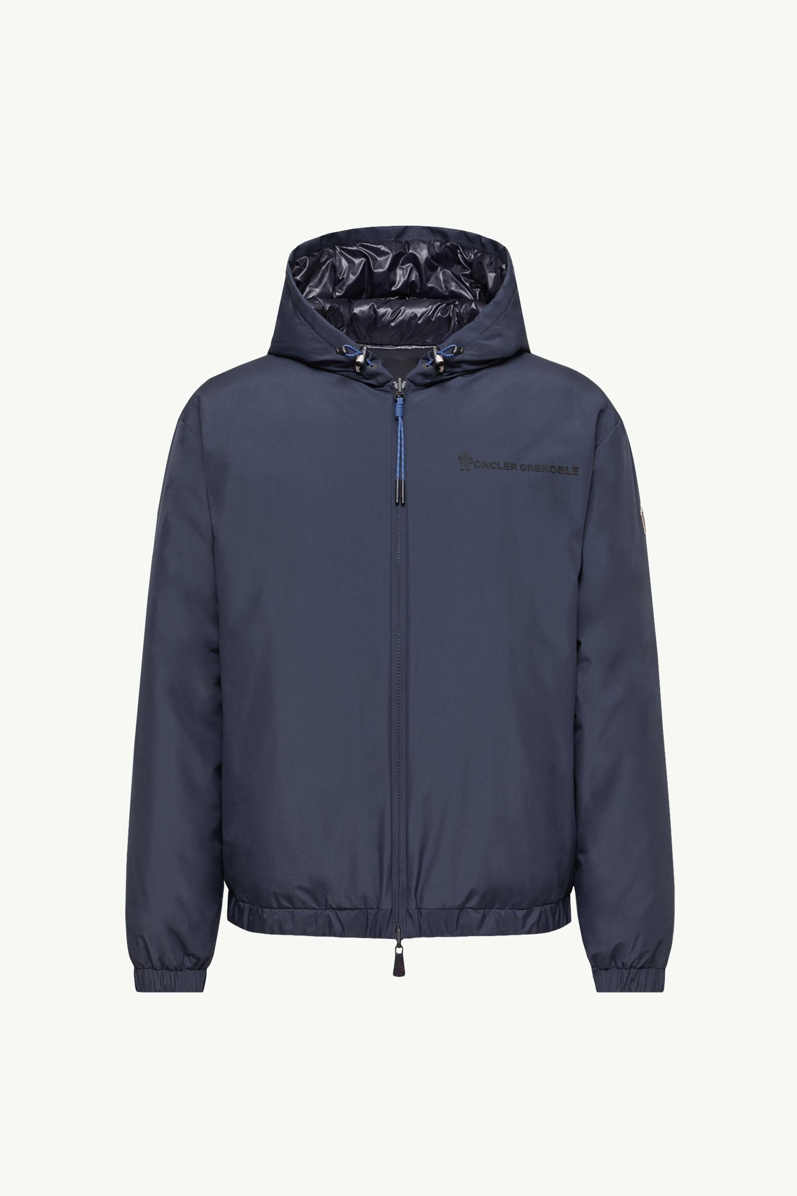 Navy Blue Berguns Reversible Hooded Down Bomber Jacket - Short