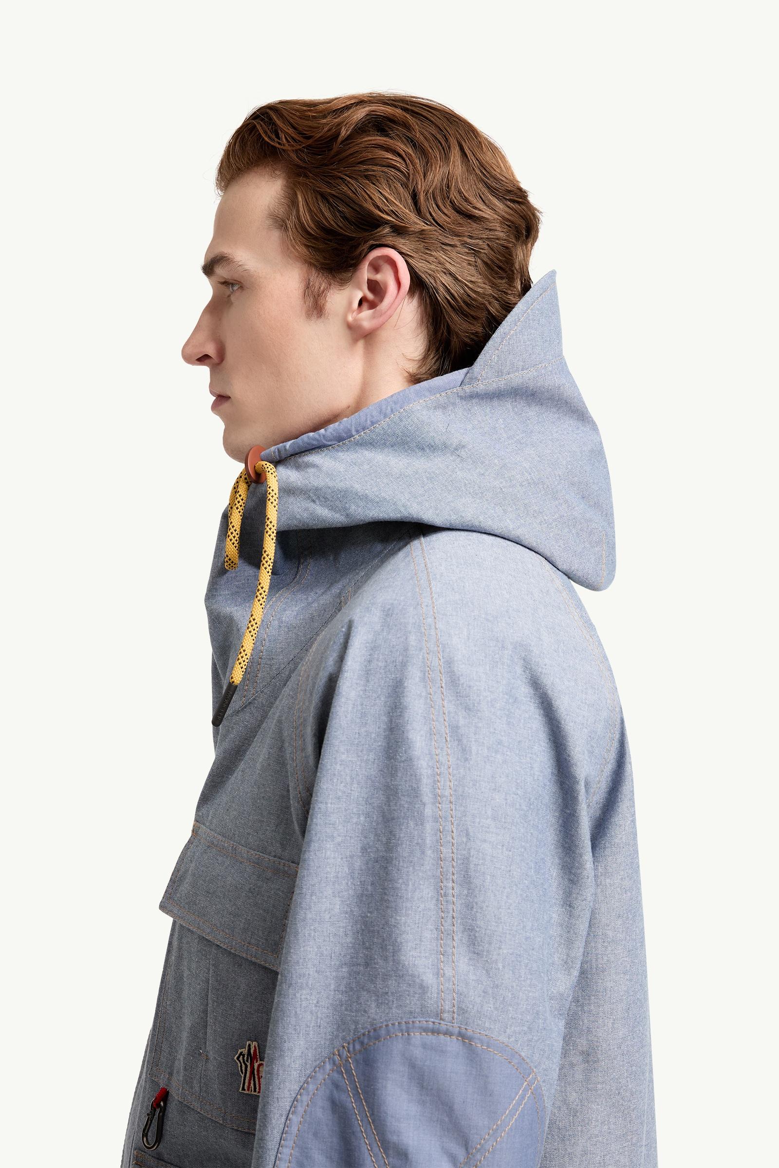 Light Blue Ajaccio Chambray Hooded Field Jacket - Windbreakers