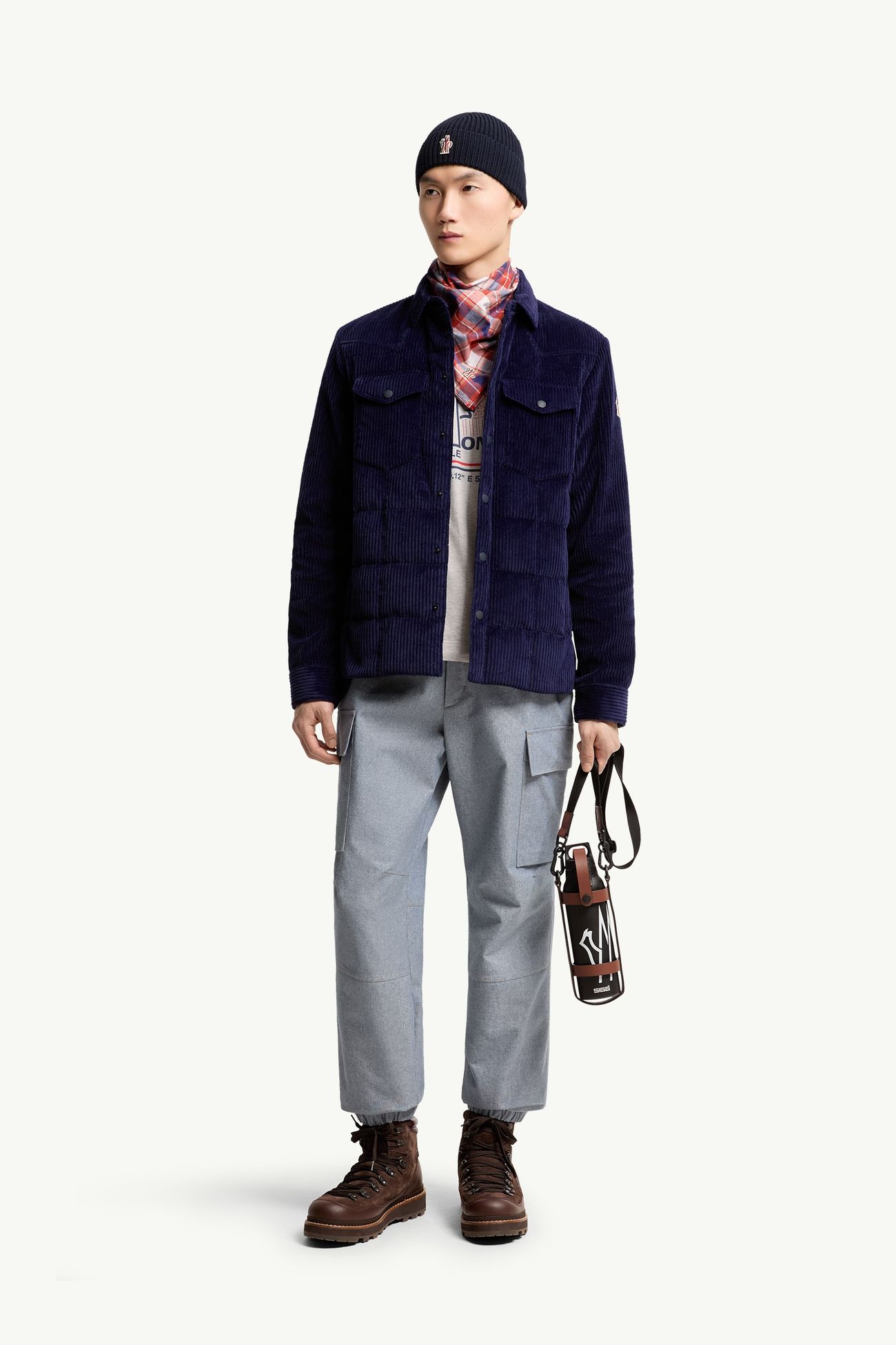 Giacca camicia imbottita in velluto a coste Gelt Uomo Blu Navy Moncler 0