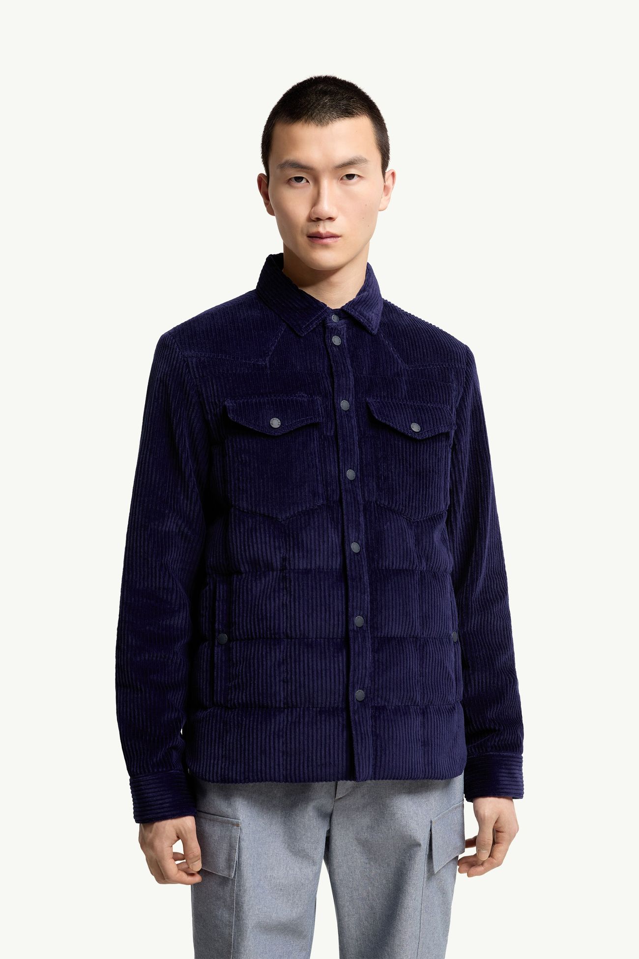 Chaqueta camisera con plumón de pana Gelt Hombre Azul marino Moncler 3