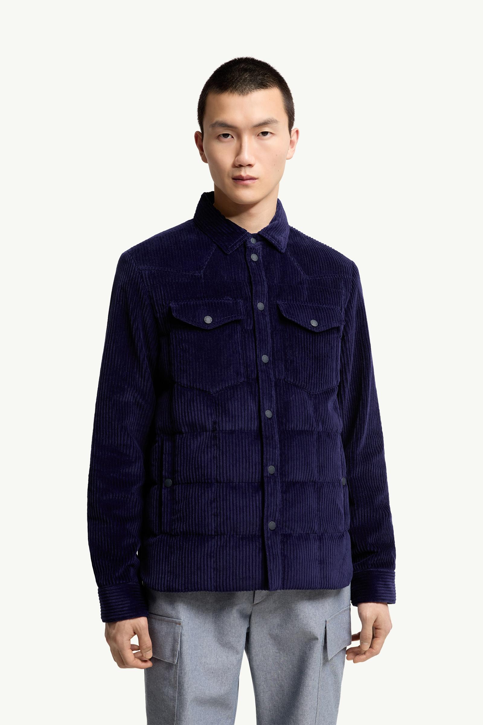 Navy Blue Gelt Corduroy Down Shirt Jacket - Shirt Jackets for Men