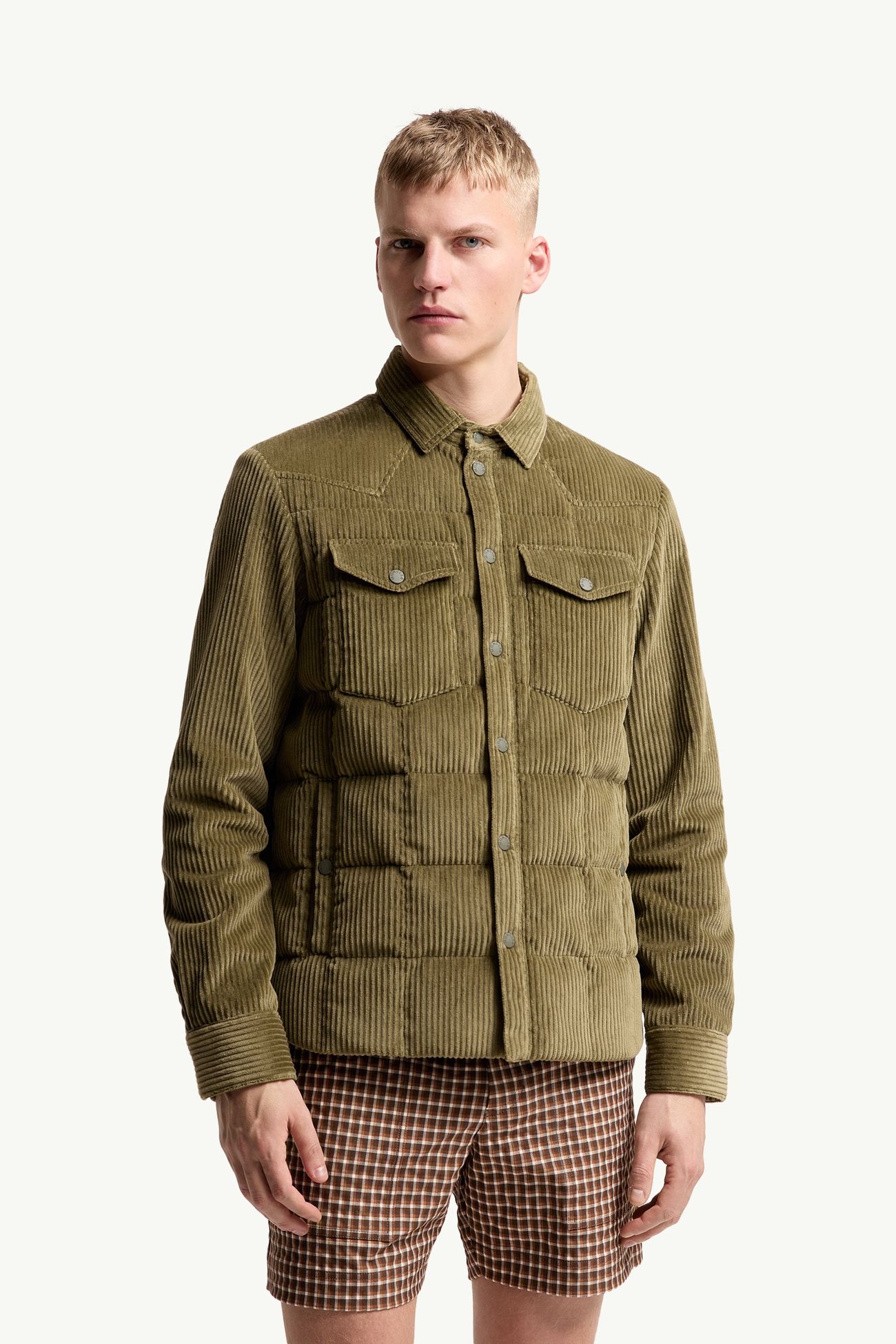 Gelt Corduroy Down Shirt Jacket Men Olive Green Moncler 3