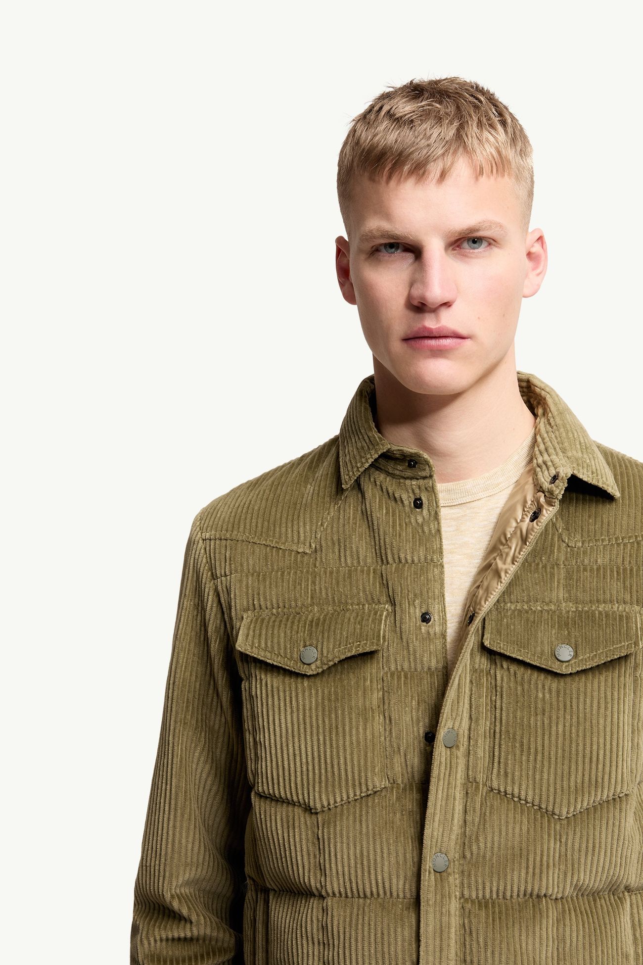 Chaqueta camisera con plumón de pana Gelt Hombre Verde Oliva Moncler 5