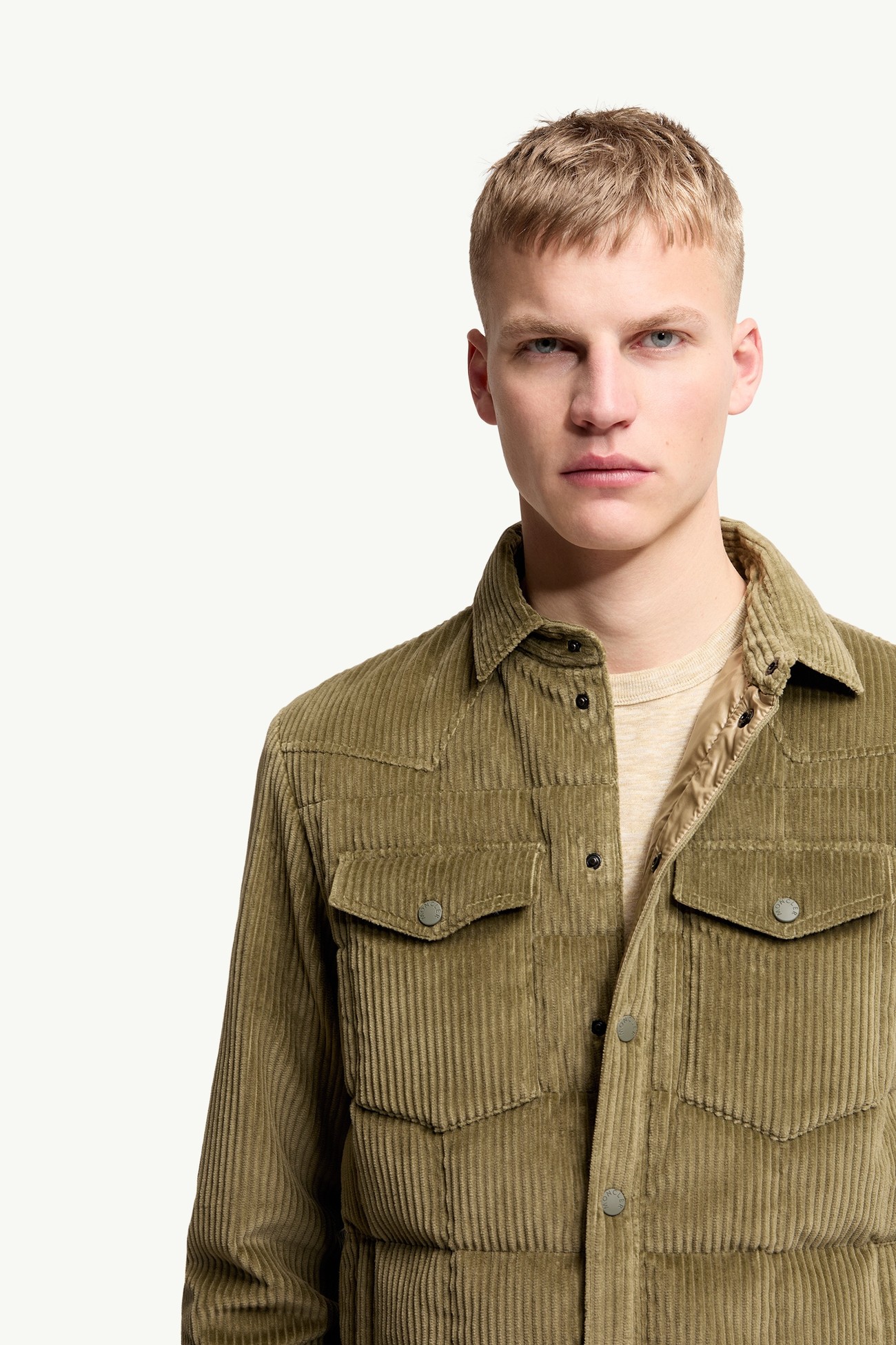 Giacca camicia imbottita in velluto a coste Gelt Uomo Verde Oliva Moncler 5