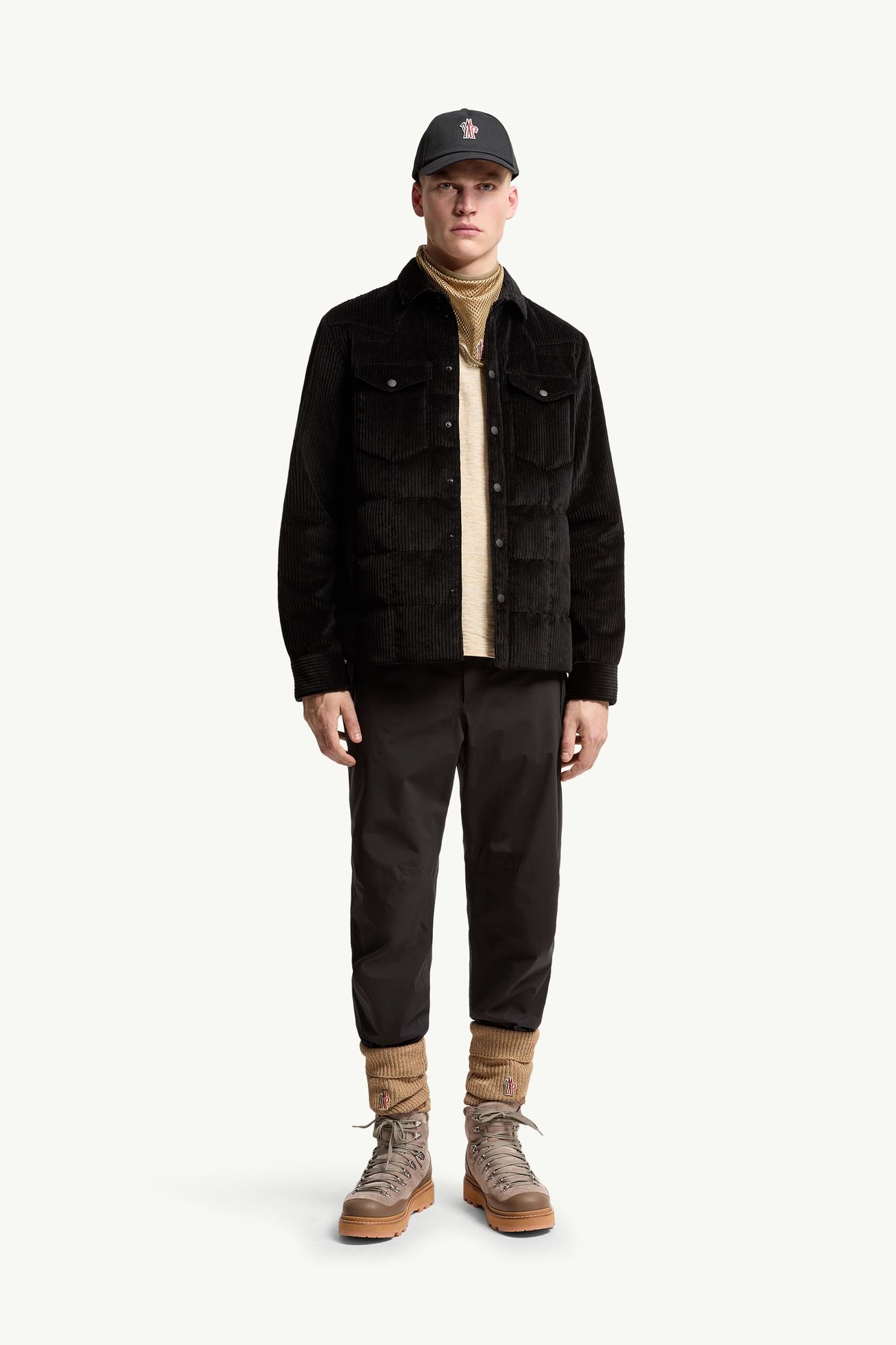 Giacca camicia imbottita in velluto a coste Gelt Uomo Nero Moncler 0