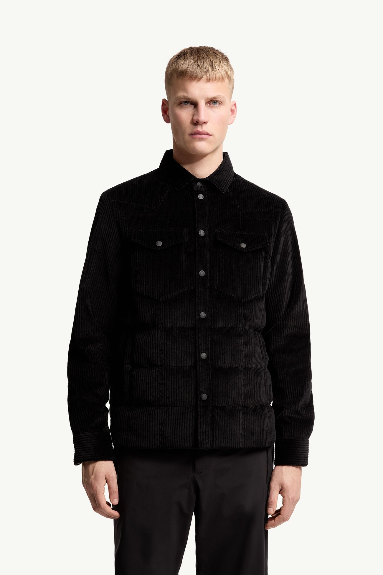 Gelt Corduroy Down Shirt Jacket Men Black Moncler 3