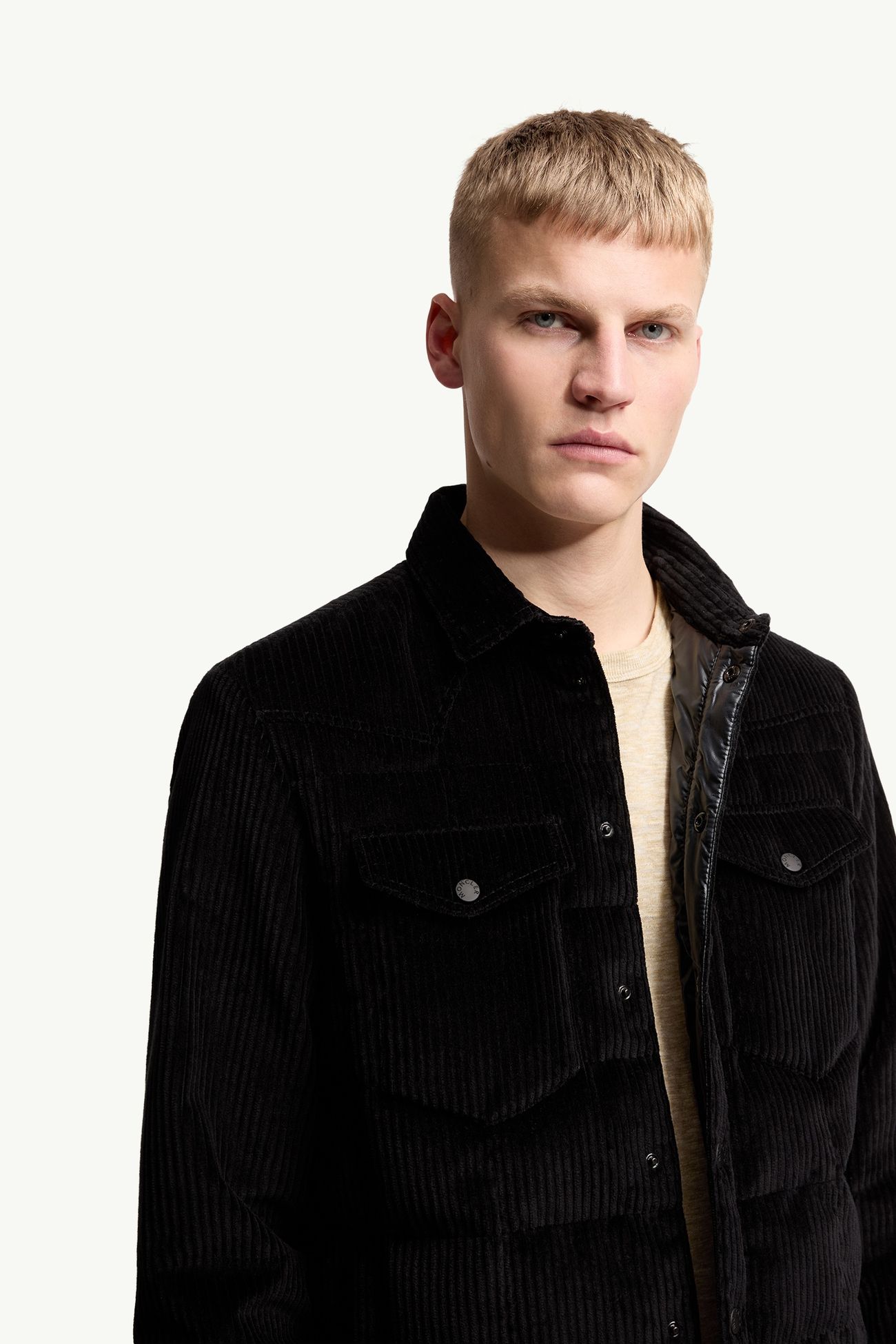 Chaqueta camisera con plumón de pana Gelt Hombre Negro Moncler 5