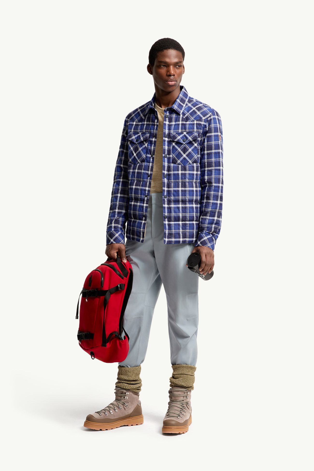 Giacca camicia Gelt in misto cotone a quadri Uomo Nero & Blu Moncler 0