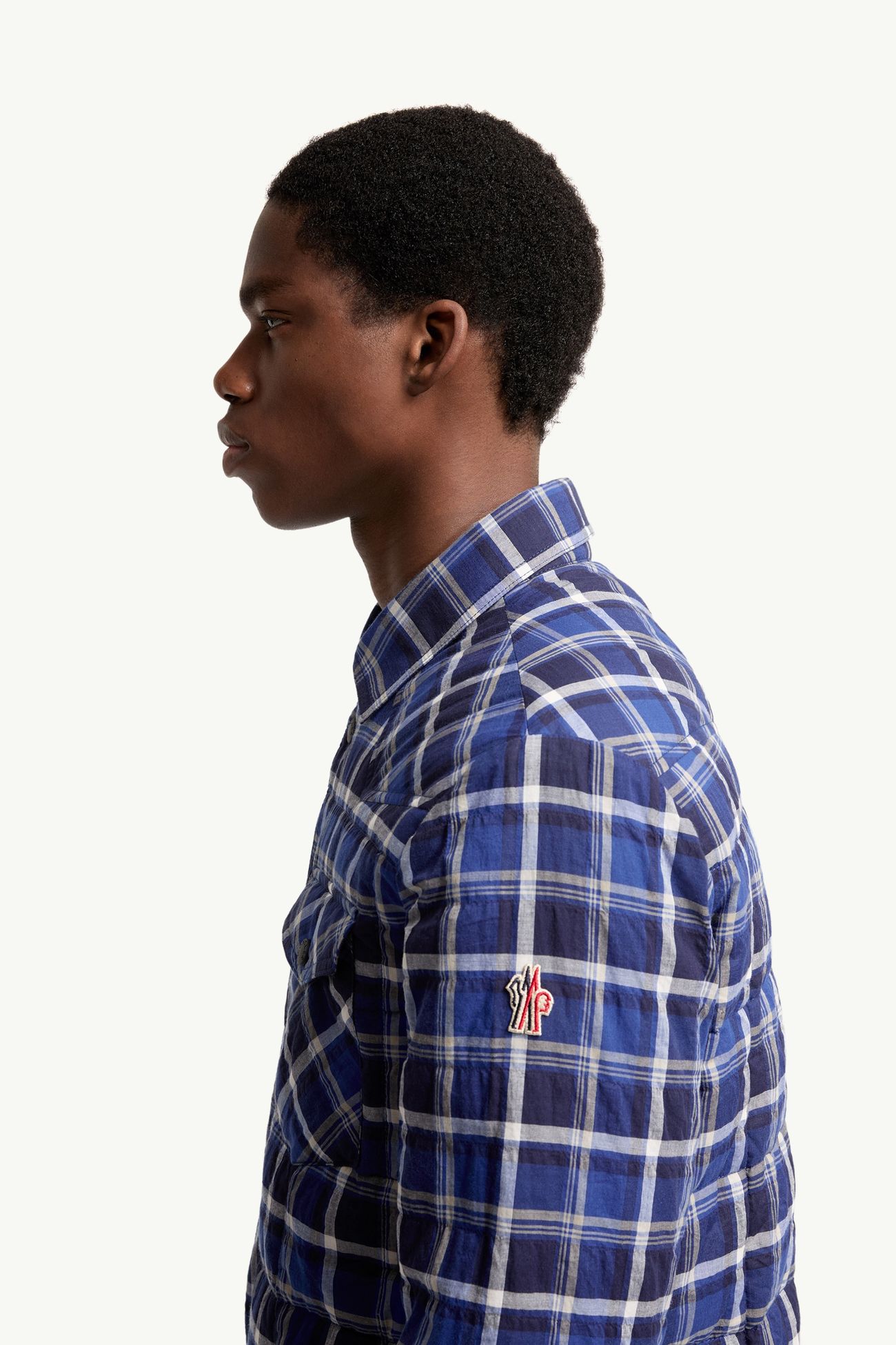 Chaqueta camisera con plumón de mezcla de algodón a cuadros Gelt Hombre Negro & Azul Moncler 1