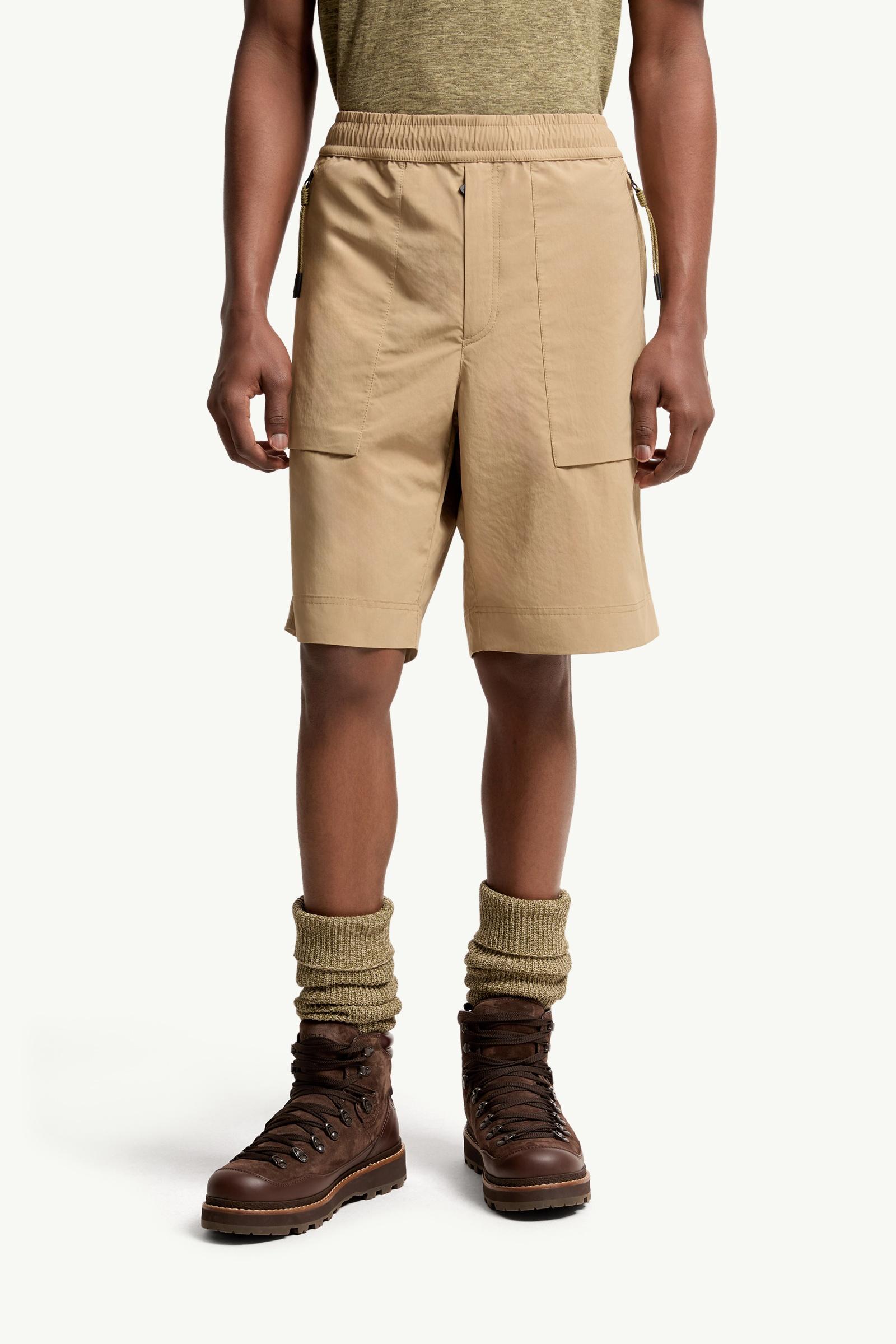 Beige Technical Froissé Shorts - Pants & Shorts for Men | Moncler US