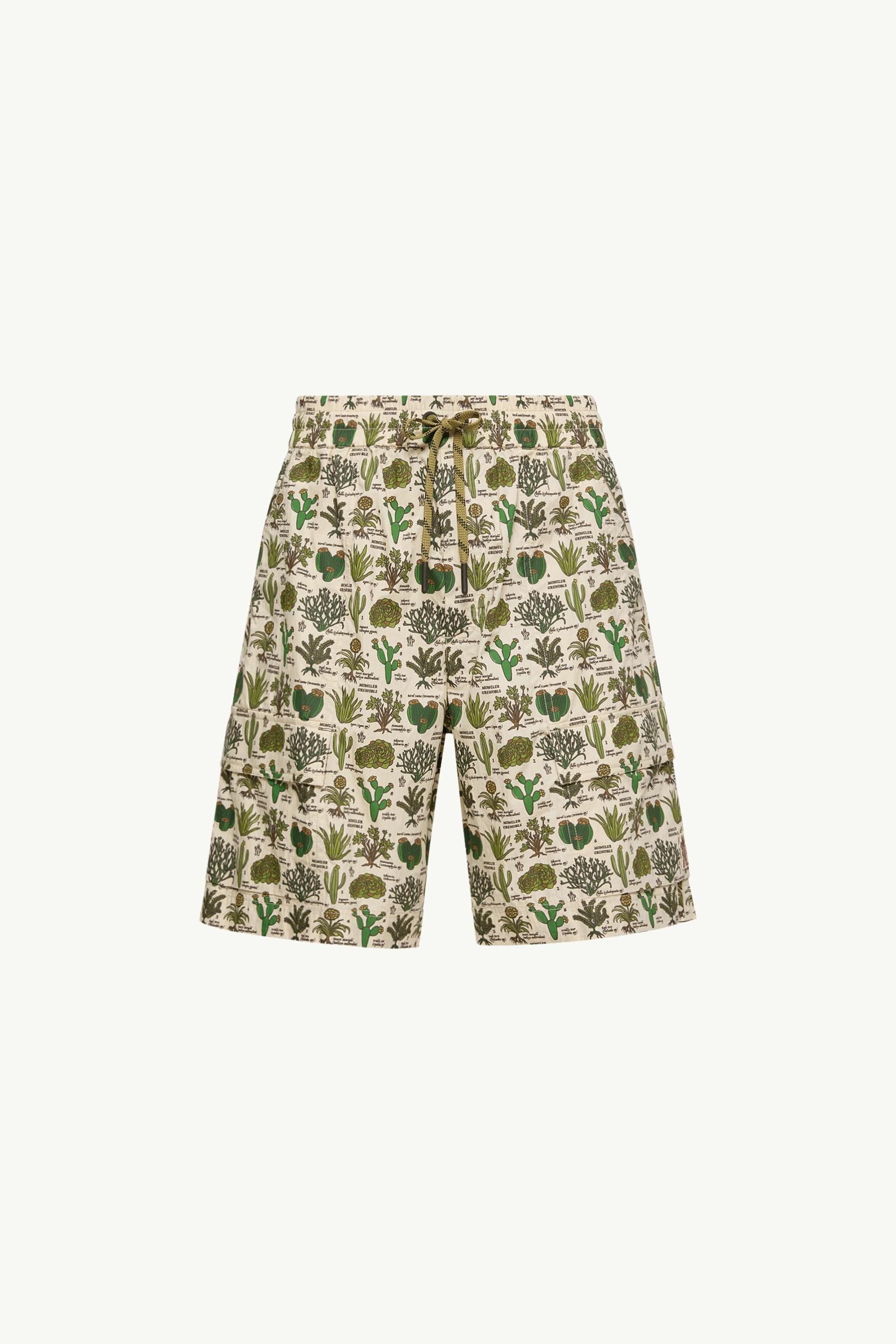 Shorts in misto cotone con stampa botanica Uomo Marrone & Verde Moncler, 1 of 0