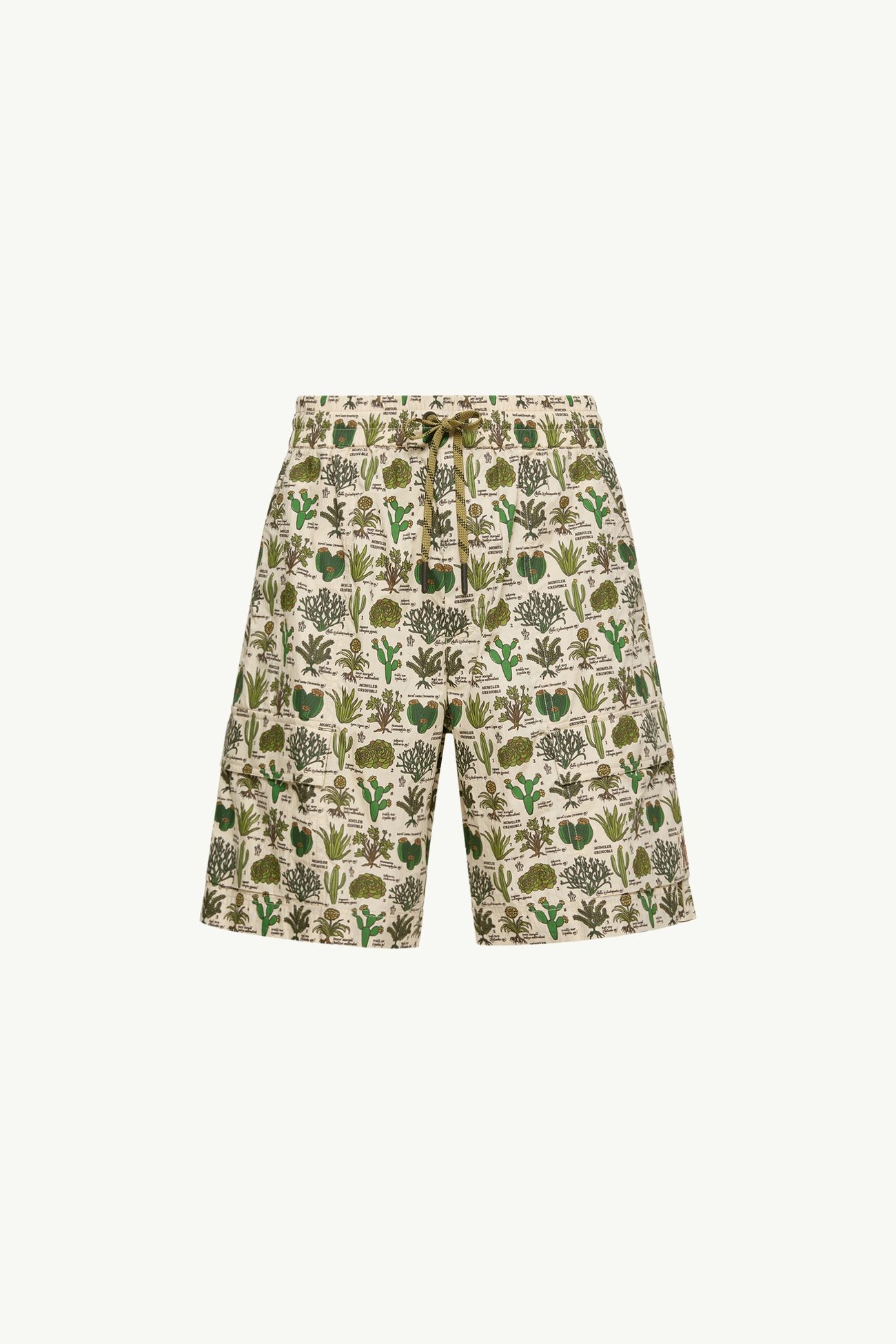 Short en coton mélangé à imprimé botanique Hommes Marron & Vert Moncler 2