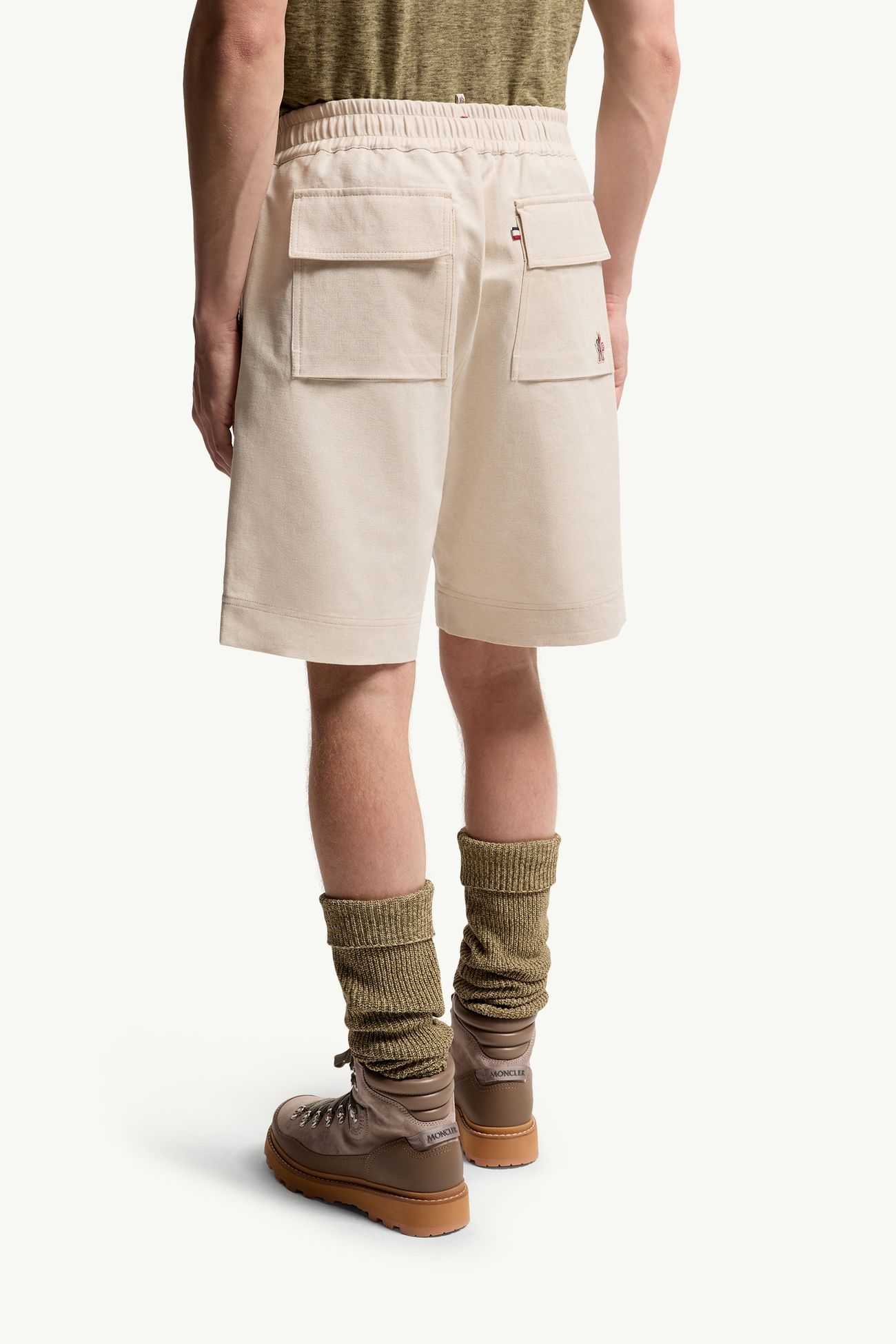 Shorts de mezcla de algodón y lino Hombre Gris Beige Moncler 4