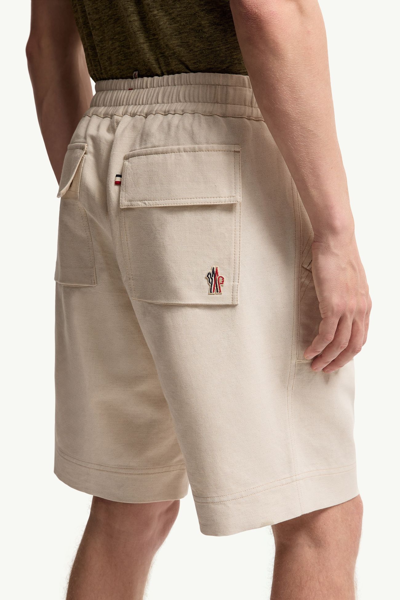 Shorts in misto cotone e lino Uomo Grigio Beige Moncler 5