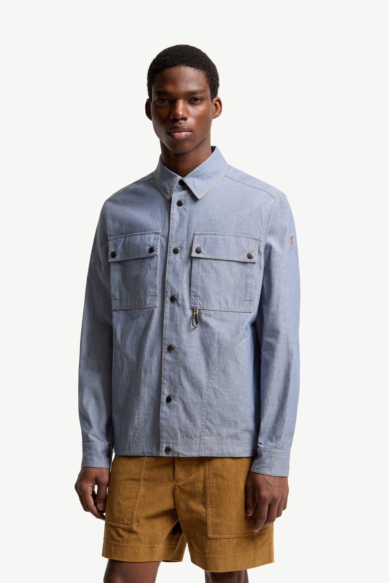 Chambray Long Sleeve Shirt Men Powder Blue Moncler 3