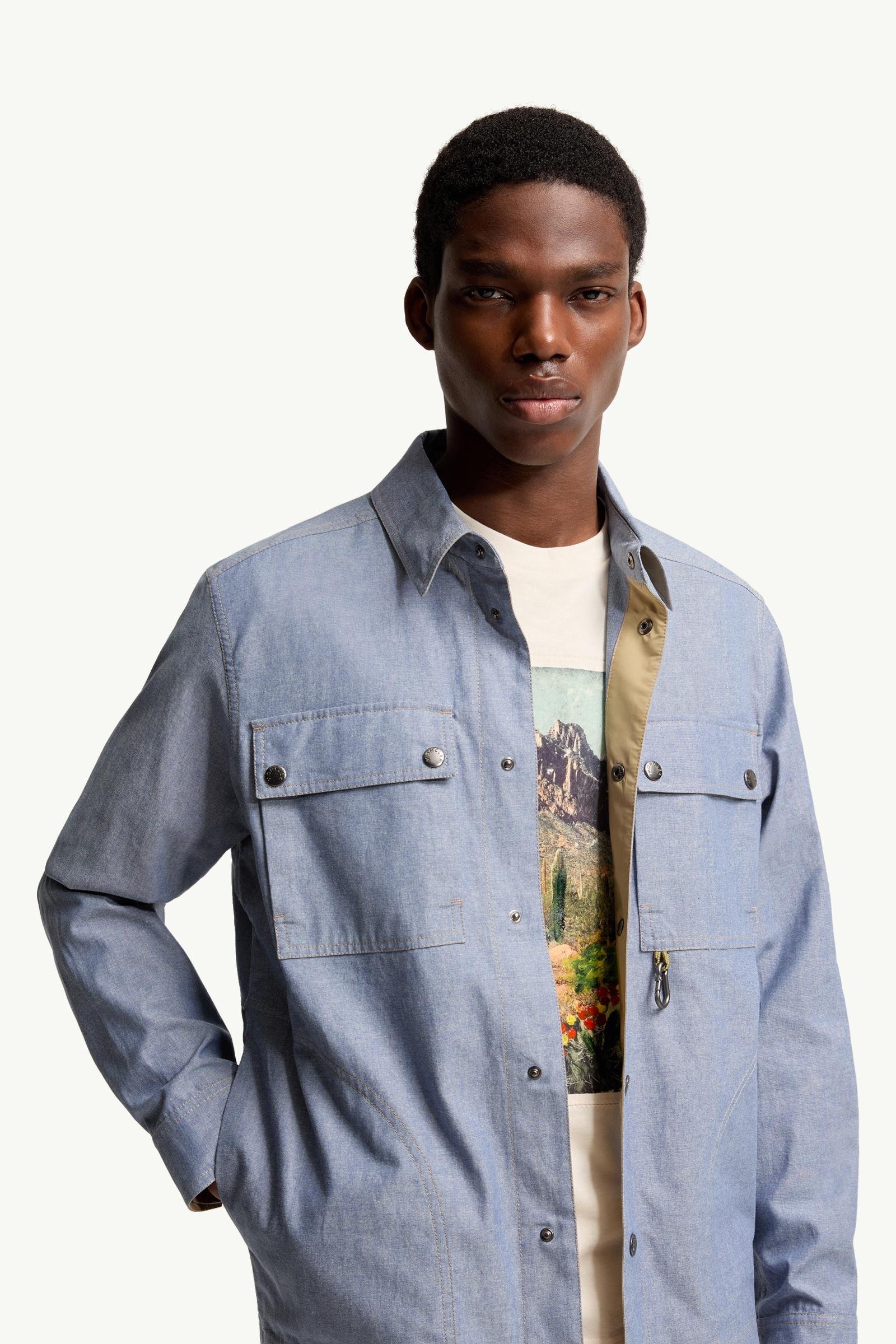 MONCLER デニムシャツ ライトブルー サイズM Powder Blue Chambray Long Sleeve Shirt - Shirts for Men | Moncler LT