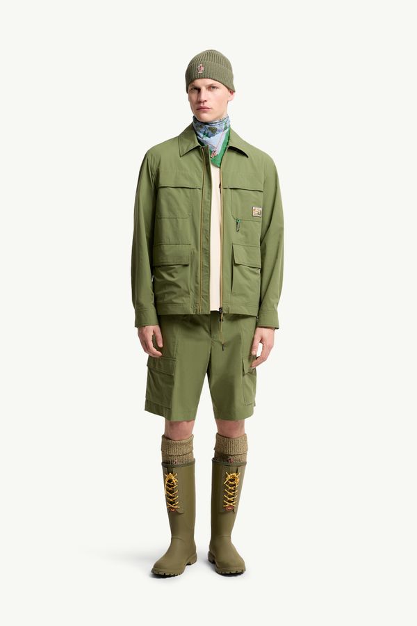 Taffeta Shirt Jacket Men Olive Green Moncler 0