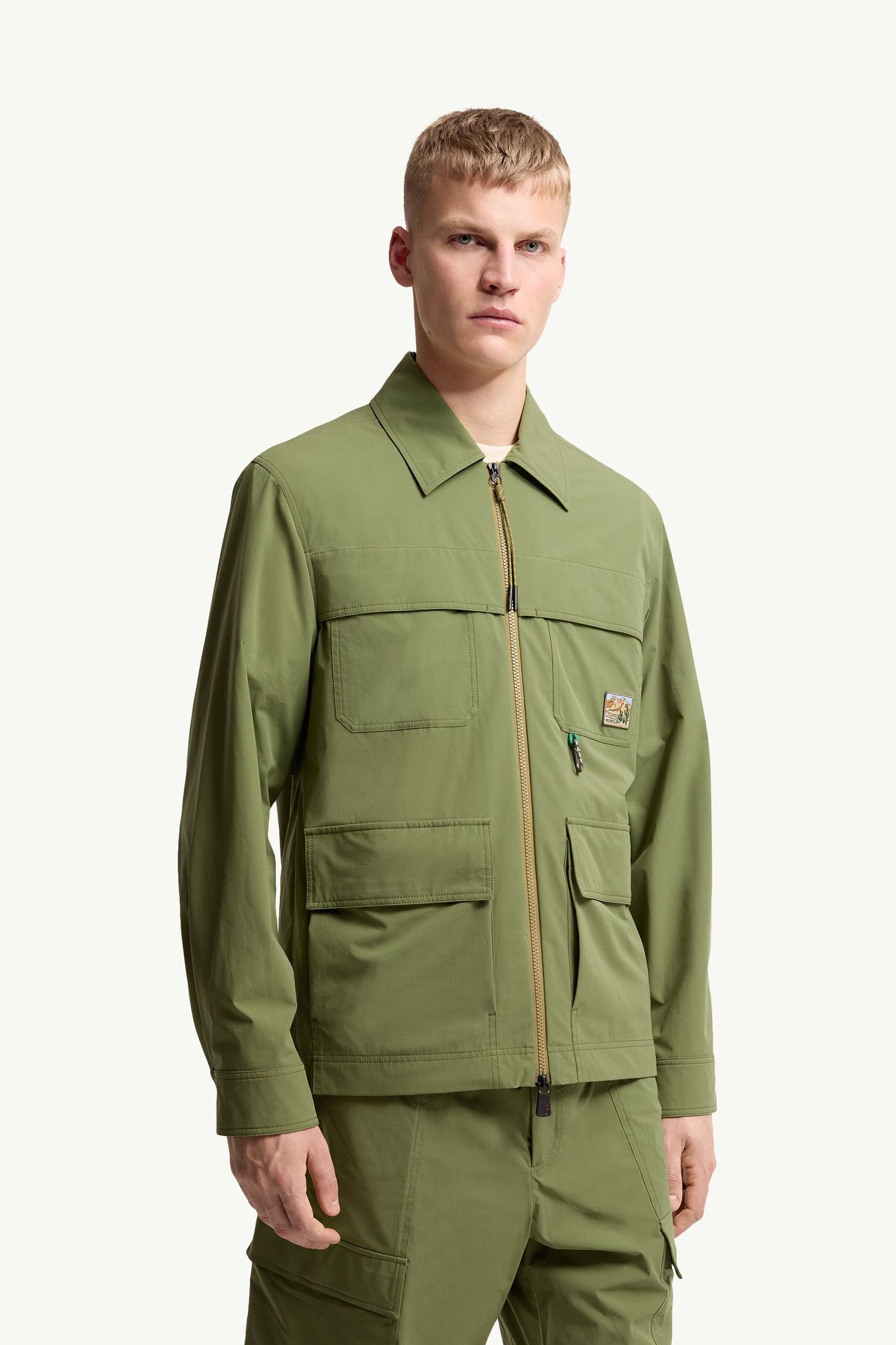 塔夫綢恤衫式外套 男士 橄欖綠色 Moncler 3