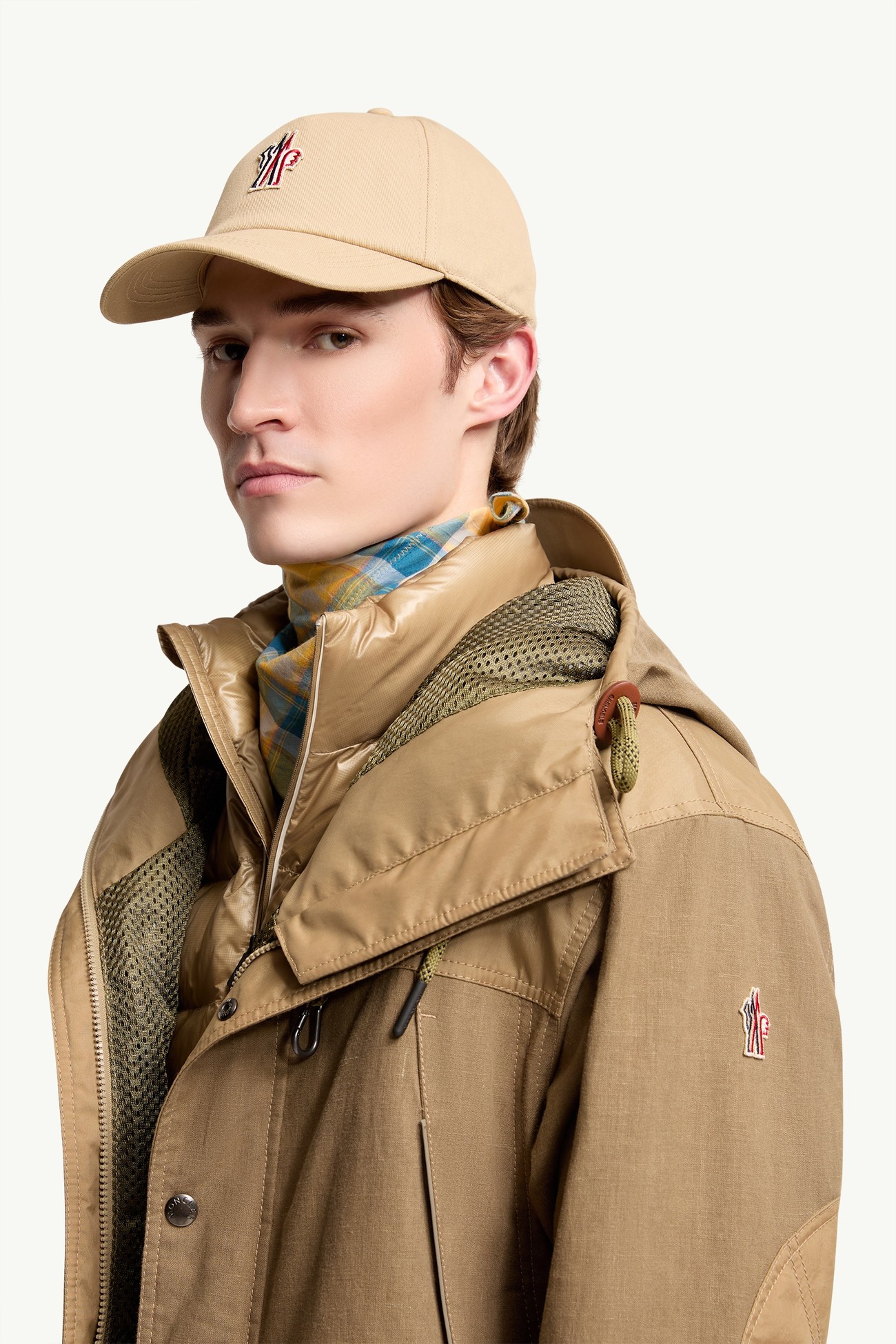 Logo Cotton Baseball Cap Men Beige Moncler 1