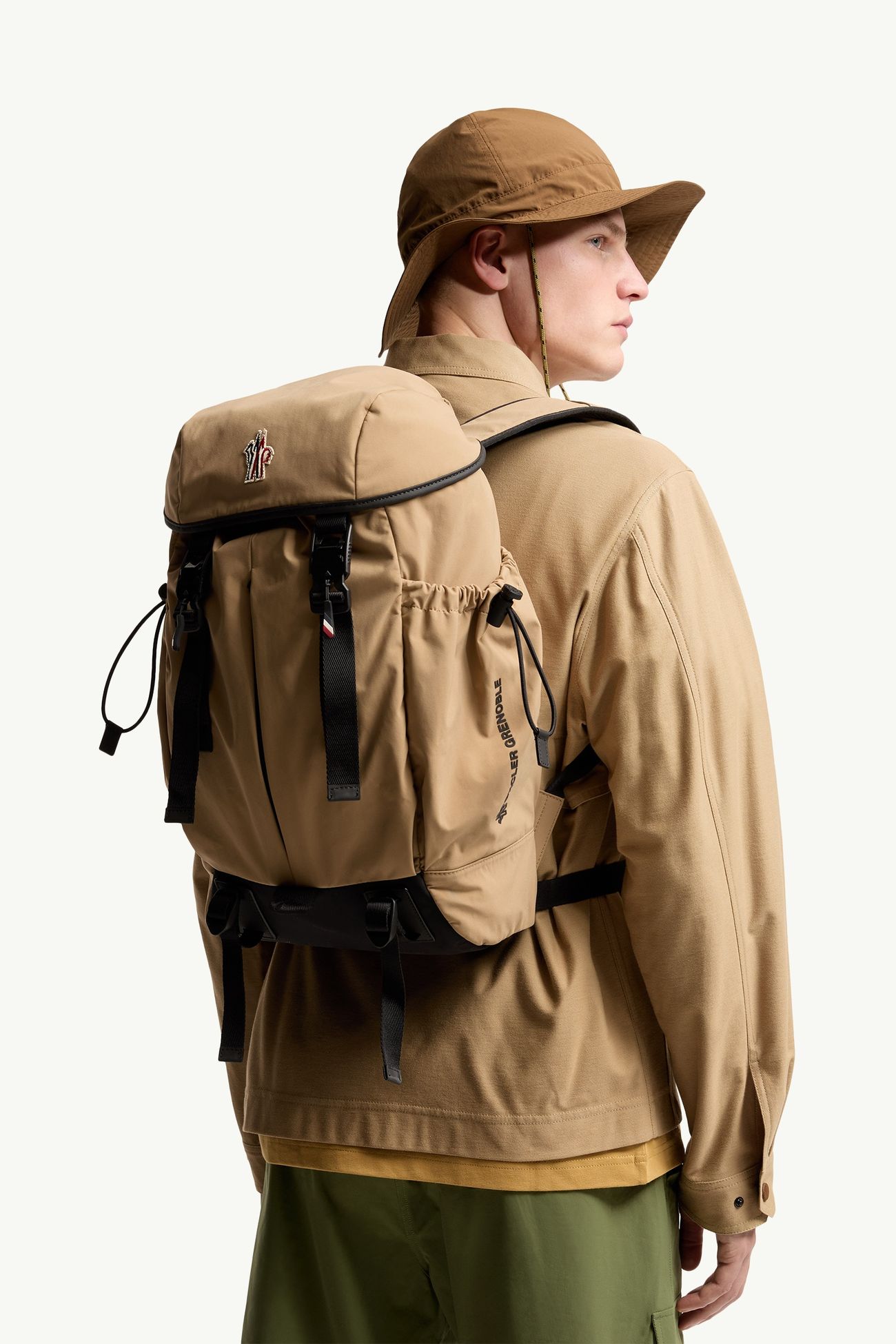 Rucksack mit Lederbesatz Herren Beige Moncler 1