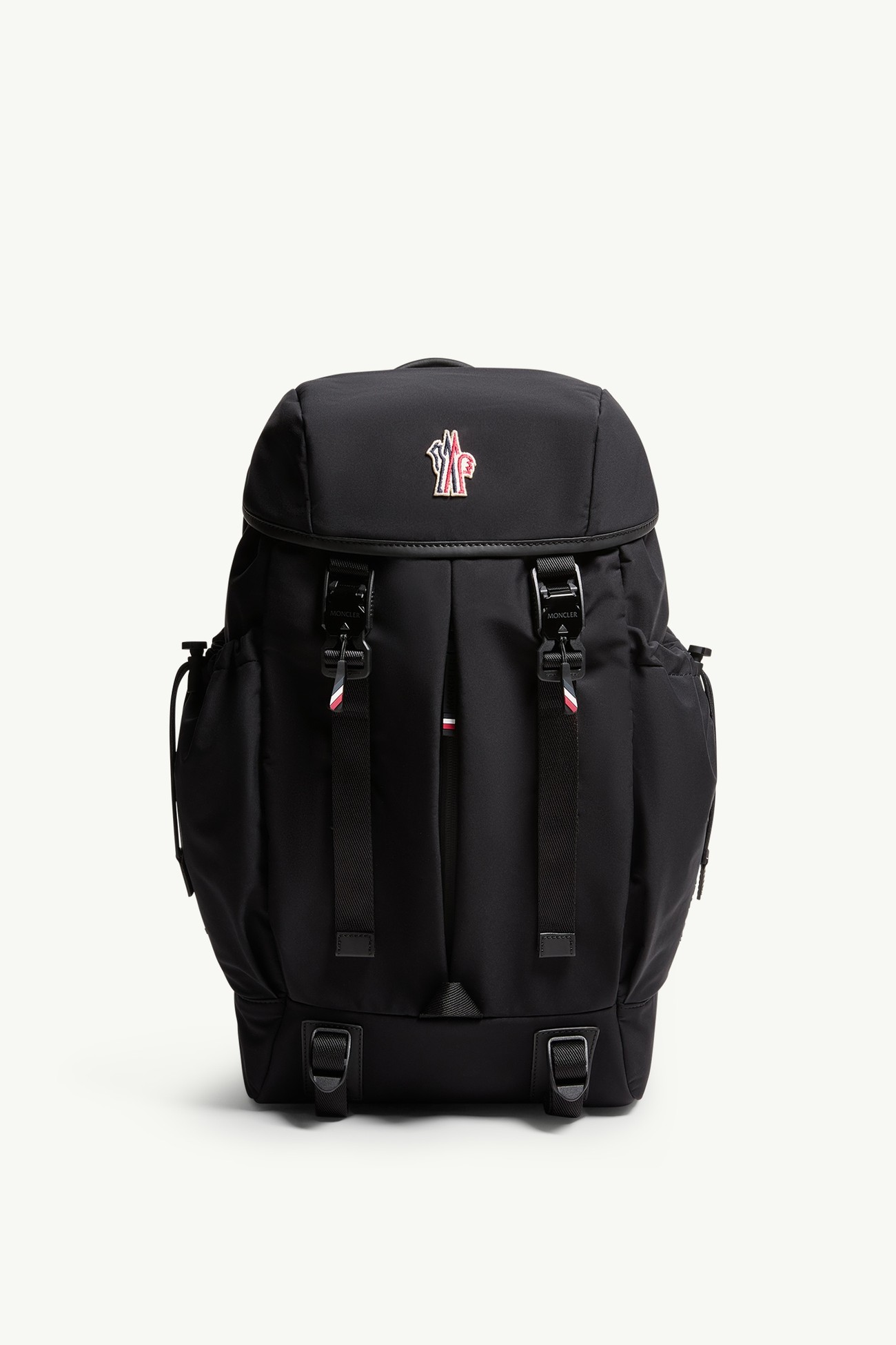 Mochila con ribetes de piel Hombre Negro Moncler 0