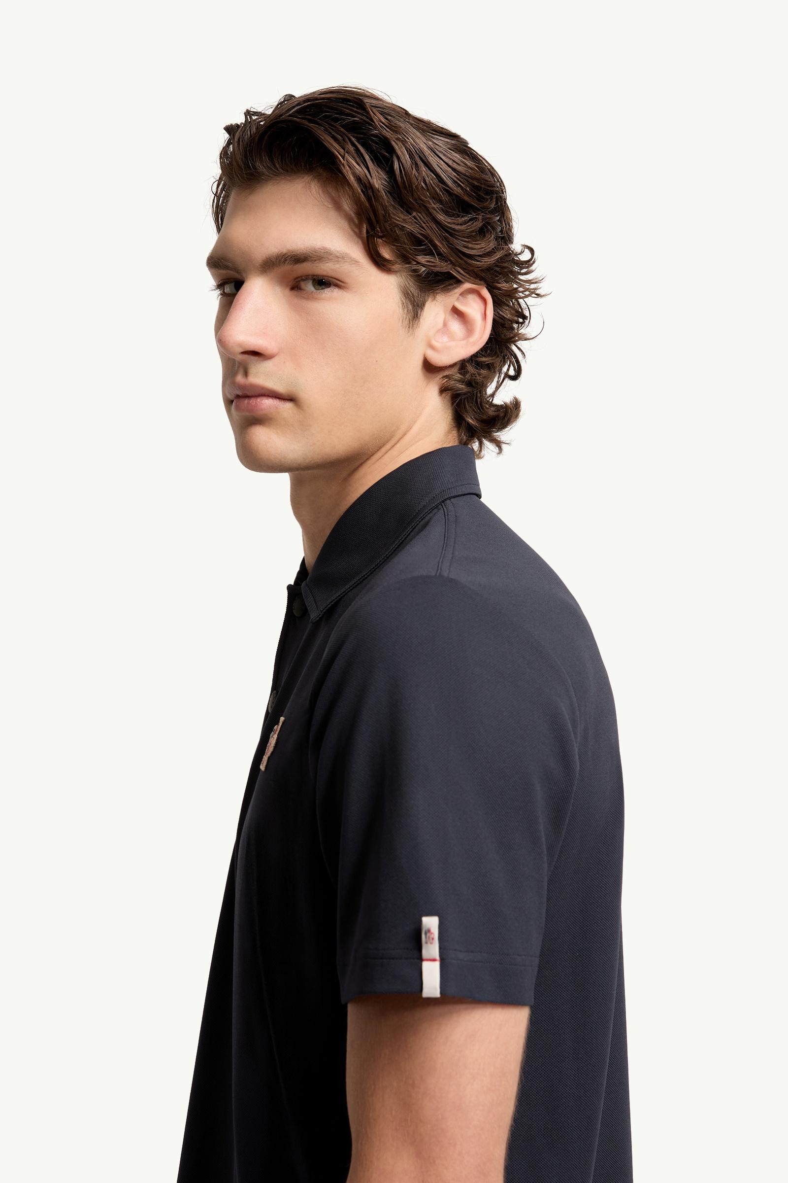 Navy Blue Logo Patch Polo Shirt - Polos & T-shirts for Men